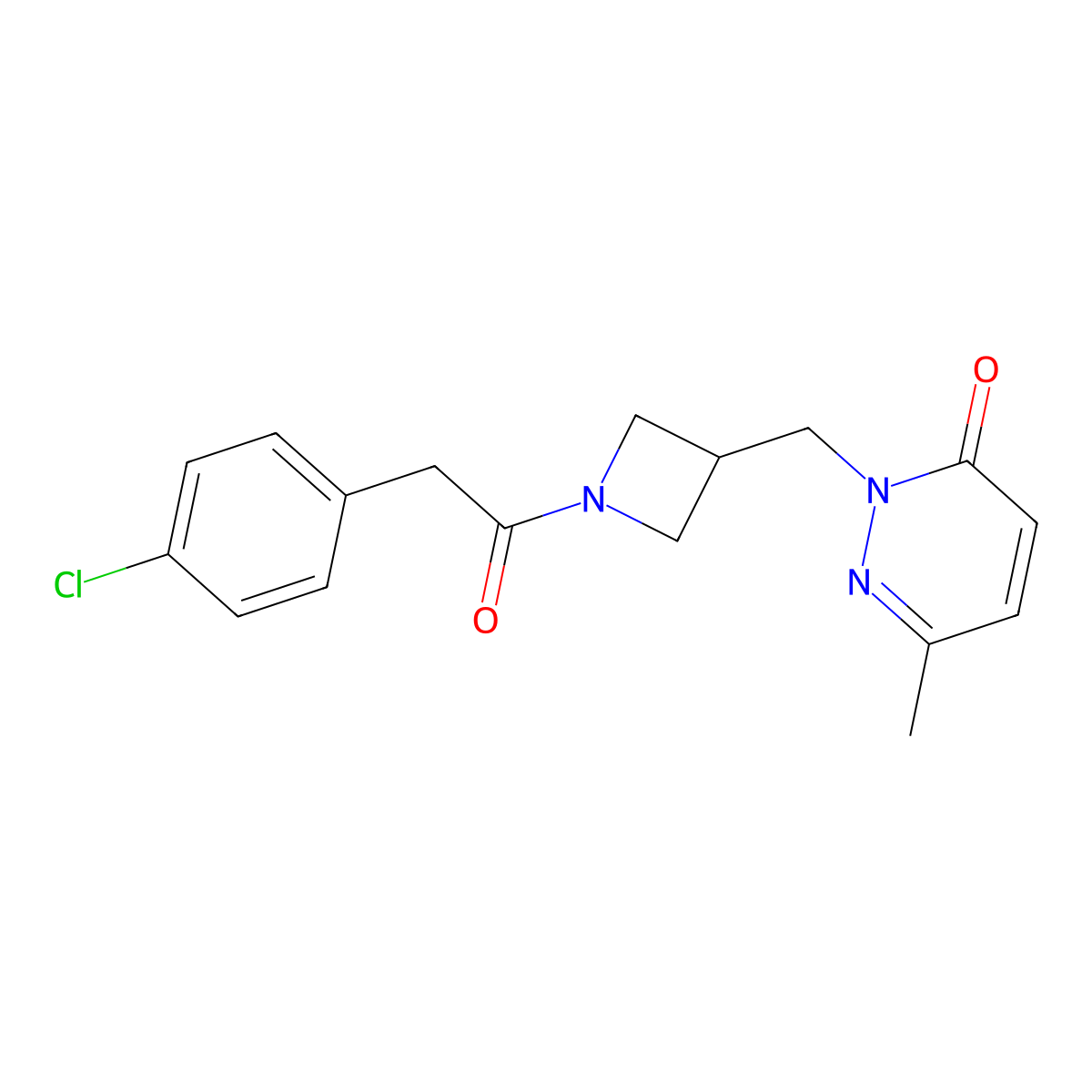 2-({1-[2-(4-Chlorophenyl)acetyl]azetidin-3-yl}methyl)-6-methyl-2,3-dihydropyridazin-3-one molecular structure, CAS 2320383-46-6