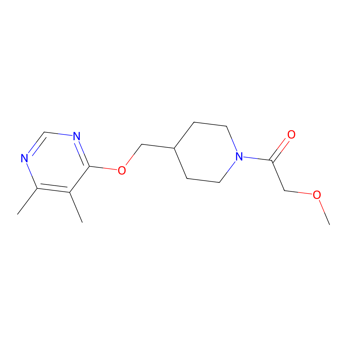 1-(4-{[(5,6-Dimethylpyrimidin-4-yl)oxy]methyl}piperidin-1-yl)-2-methoxyethan-1-one molecular structure, CAS 2320383-59-1