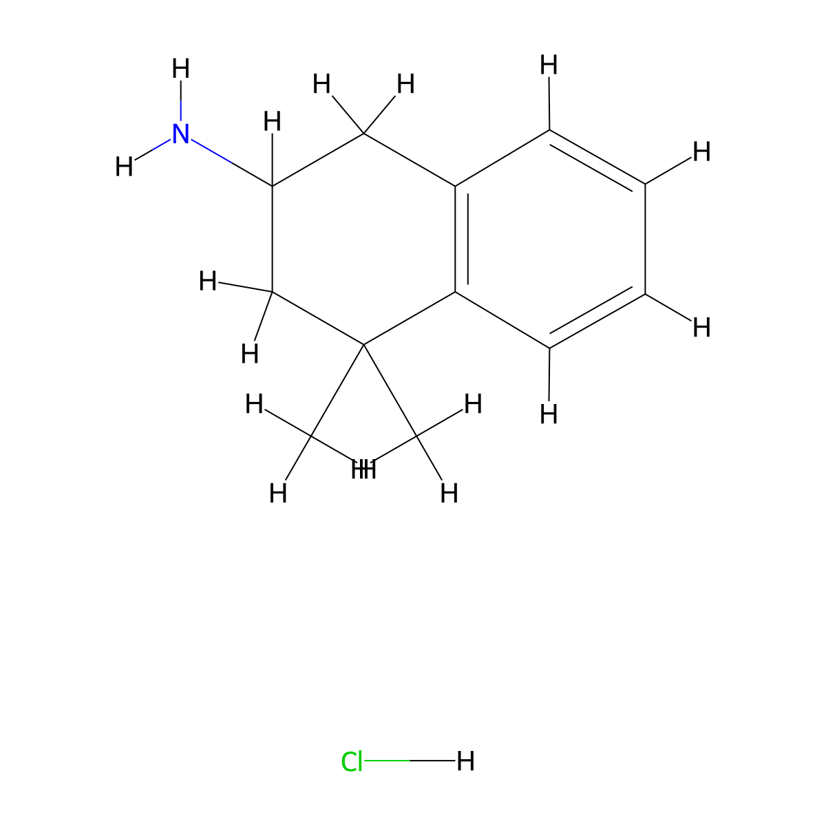 4,4-Dimethyl-1,2,3,4-tetrahydronaphthalen-2-aminehydrochloride molecular structure, CAS 23204-05-9