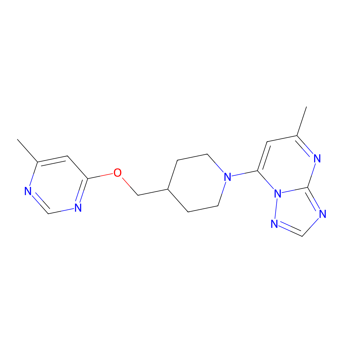 4-Methyl-6-[(1-{5-methyl-[1,2,4]triazolo[1,5-a]pyrimidin-7-yl}piperidin-4-yl)methoxy]pyrimidine molecular structure, CAS 2320415-61-8