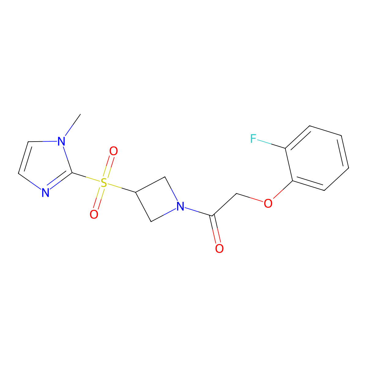 2-(2-fluorophenoxy)-1-(3-((1-methyl-1H-imidazol-2-yl)sulfonyl)azetidin-1-yl)ethanone molecular structure, CAS 2320415-79-8