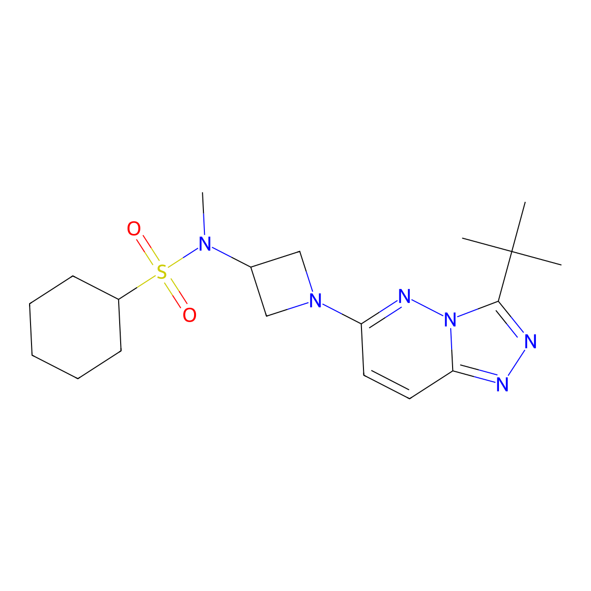 N-(1-{3-tert-butyl-[1,2,4]triazolo[4,3-b]pyridazin-6-yl}azetidin-3-yl)-N-methylcyclohexanesulfonamide molecular structure, CAS 2320416-02-0