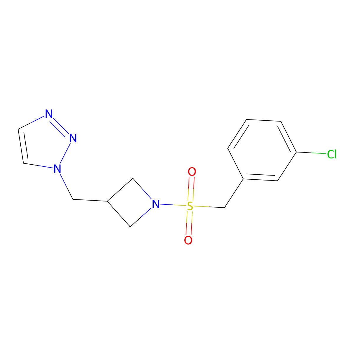 1-({1-[(3-chlorophenyl)methanesulfonyl]azetidin-3-yl}methyl)-1H-1,2,3-triazole molecular structure, CAS 2320416-09-7