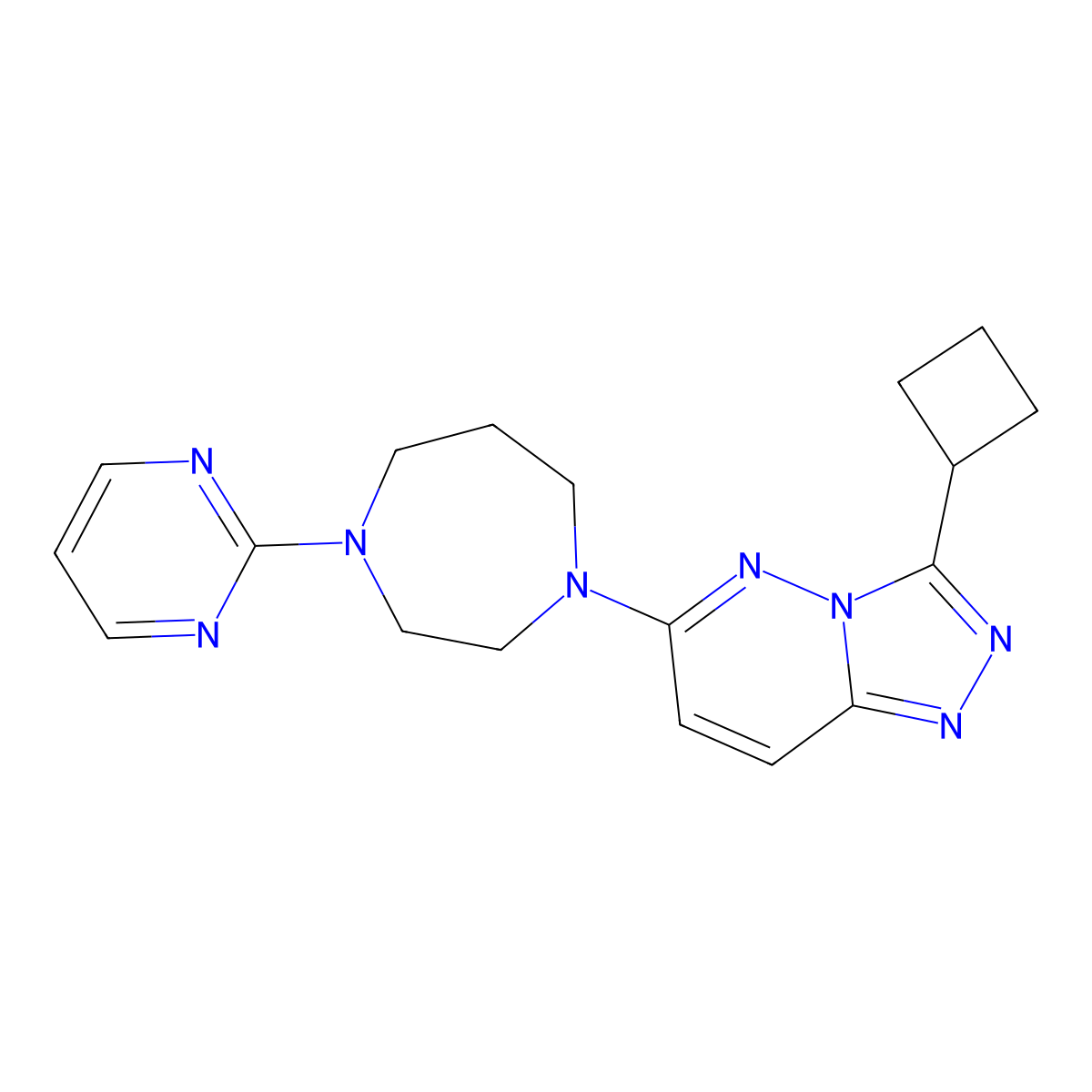 1-{3-Cyclobutyl-[1,2,4]triazolo[4,3-b]pyridazin-6-yl}-4-(pyrimidin-2-yl)-1,4-diazepane molecular structure, CAS 2320416-15-5