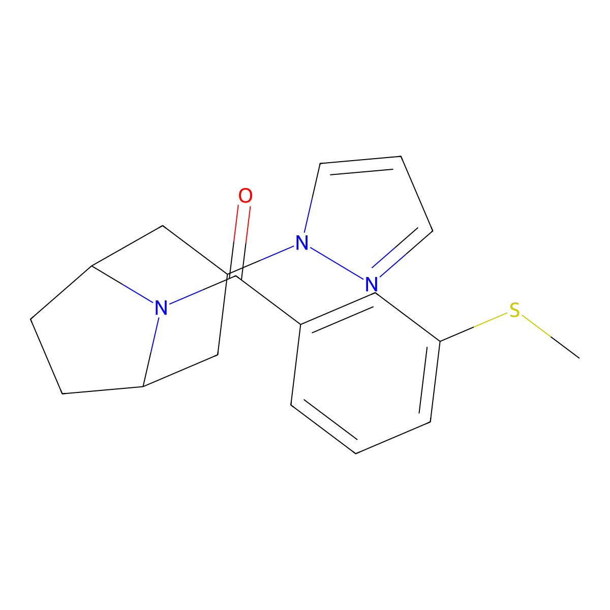 8-[3-(methylsulfanyl)benzoyl]-3-(1H-pyrazol-1-yl)-8-azabicyclo[3.2.1]octane molecular structure, CAS 2320416-53-1