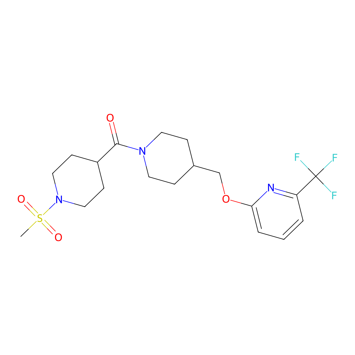 2-{[1-(1-Methanesulfonylpiperidine-4-carbonyl)piperidin-4-yl]methoxy}-6-(trifluoromethyl)pyridine molecular structure, CAS 2320416-59-7