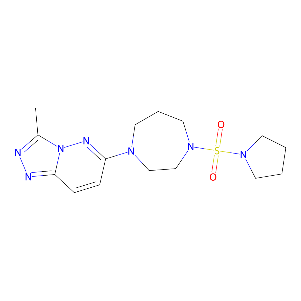1-{3-Methyl-[1,2,4]triazolo[4,3-b]pyridazin-6-yl}-4-(pyrrolidine-1-sulfonyl)-1,4-diazepane molecular structure, CAS 2320416-78-0