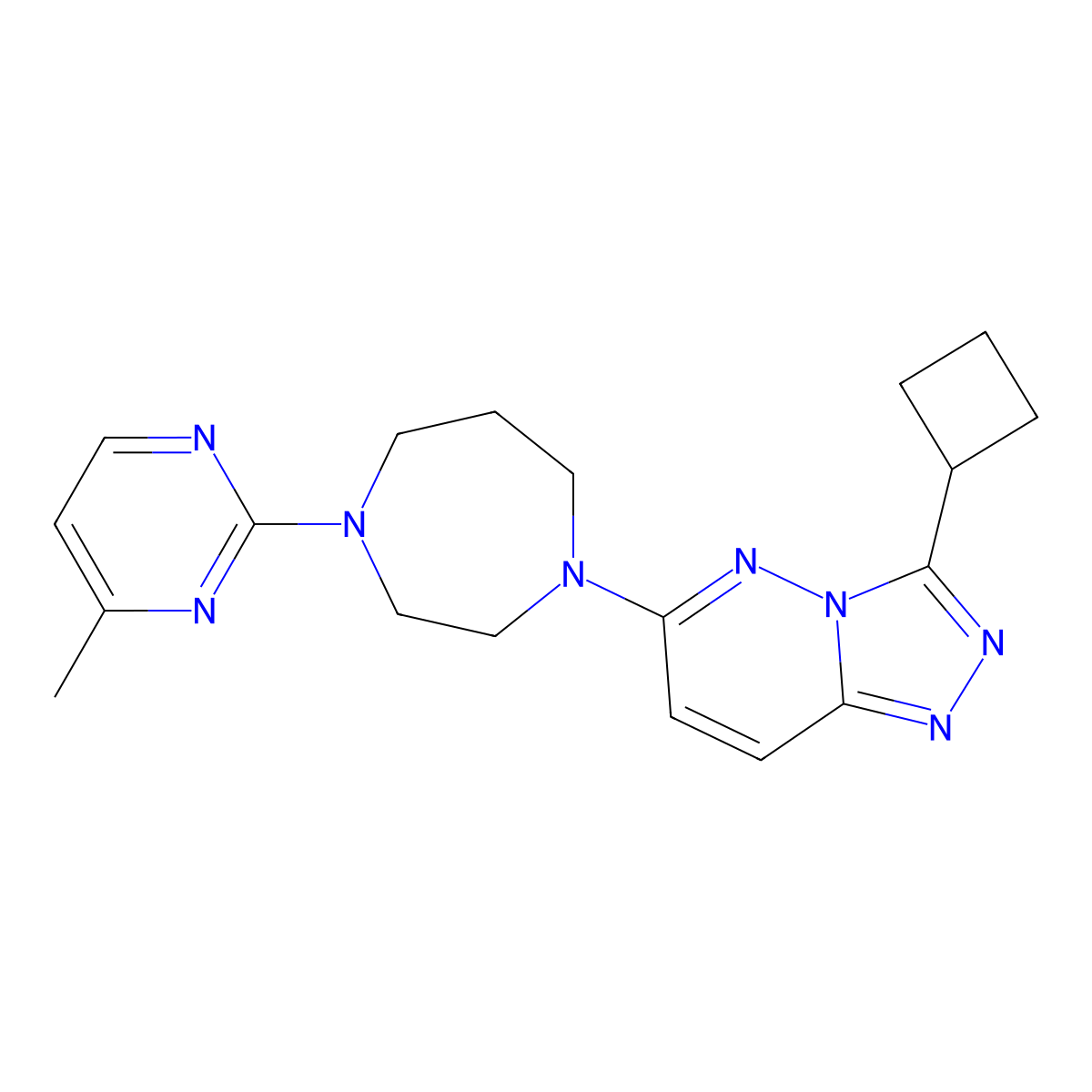 1-{3-Cyclobutyl-[1,2,4]triazolo[4,3-b]pyridazin-6-yl}-4-(4-methylpyrimidin-2-yl)-1,4-diazepane molecular structure, CAS 2320416-94-0