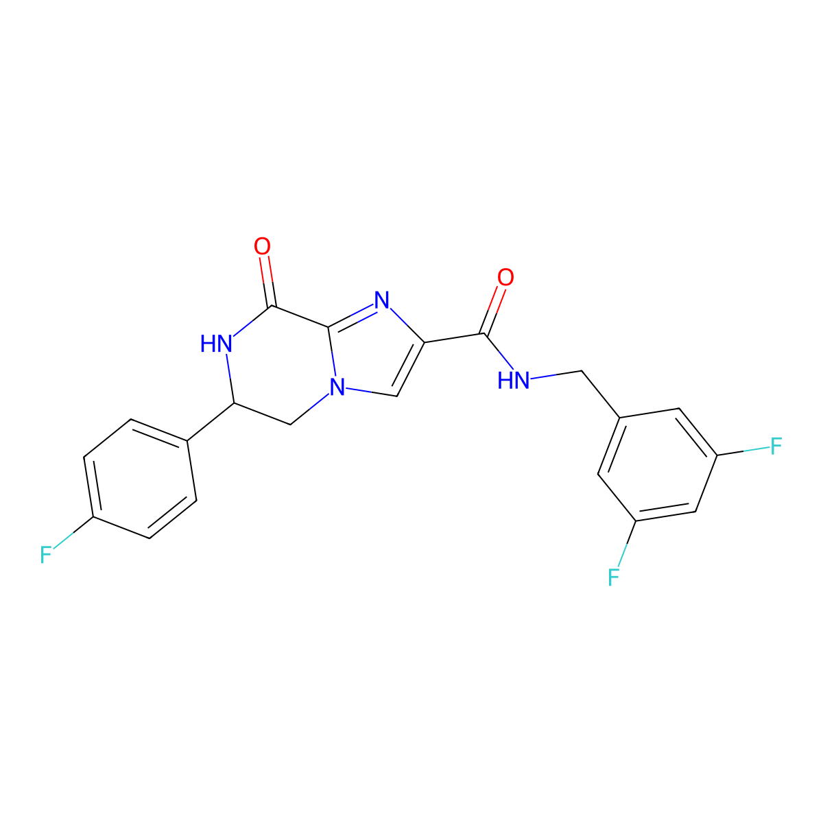 N-[(3,5-Difluorophenyl)methyl]-6-(4-fluorophenyl)-8-oxo-6,7-dihydro-5H-imidazo[1,2-a]pyrazine-2-carboxamide molecular structure, CAS 2320417-01-2