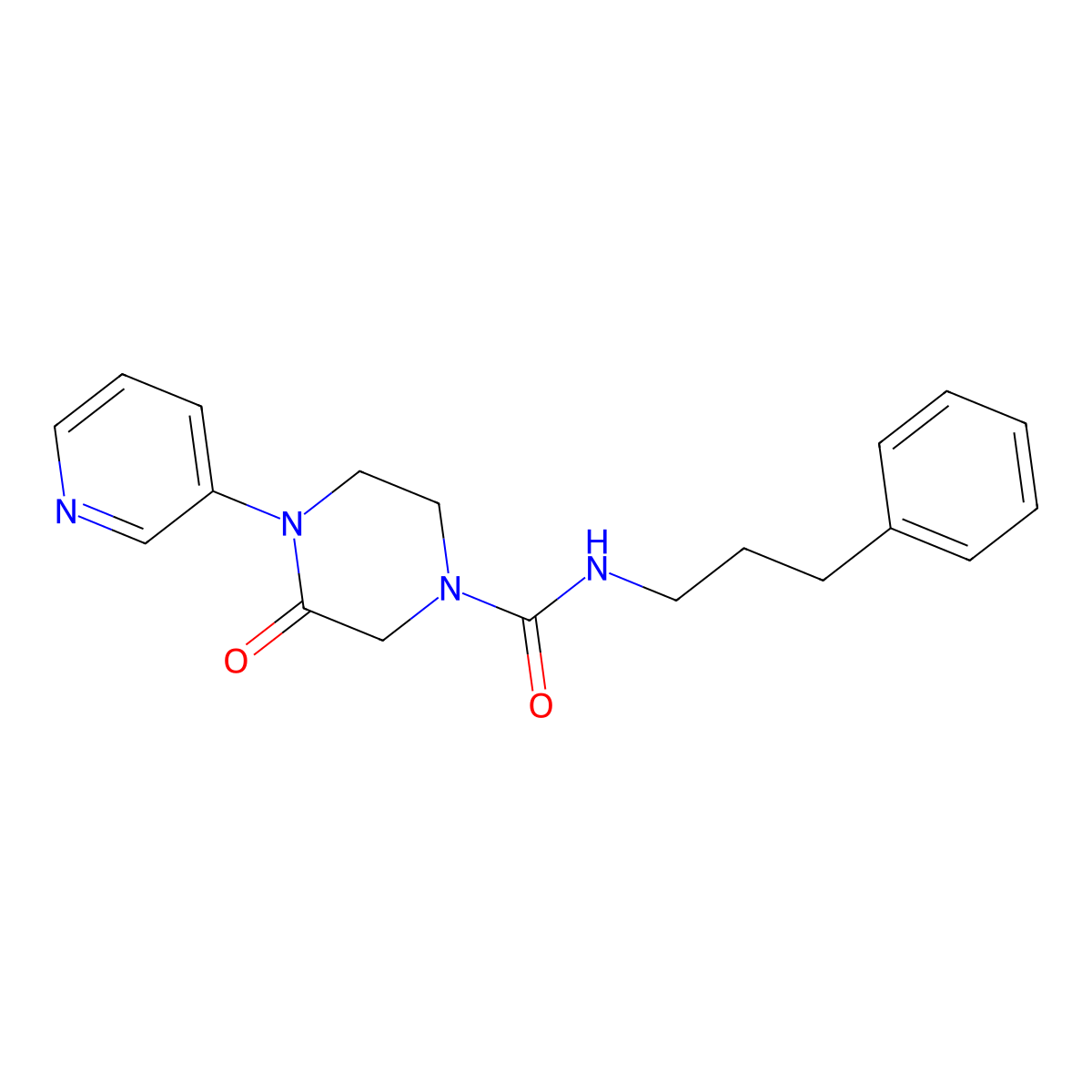 3-oxo-N-(3-phenylpropyl)-4-(pyridin-3-yl)piperazine-1-carboxamide molecular structure, CAS 2320417-28-3