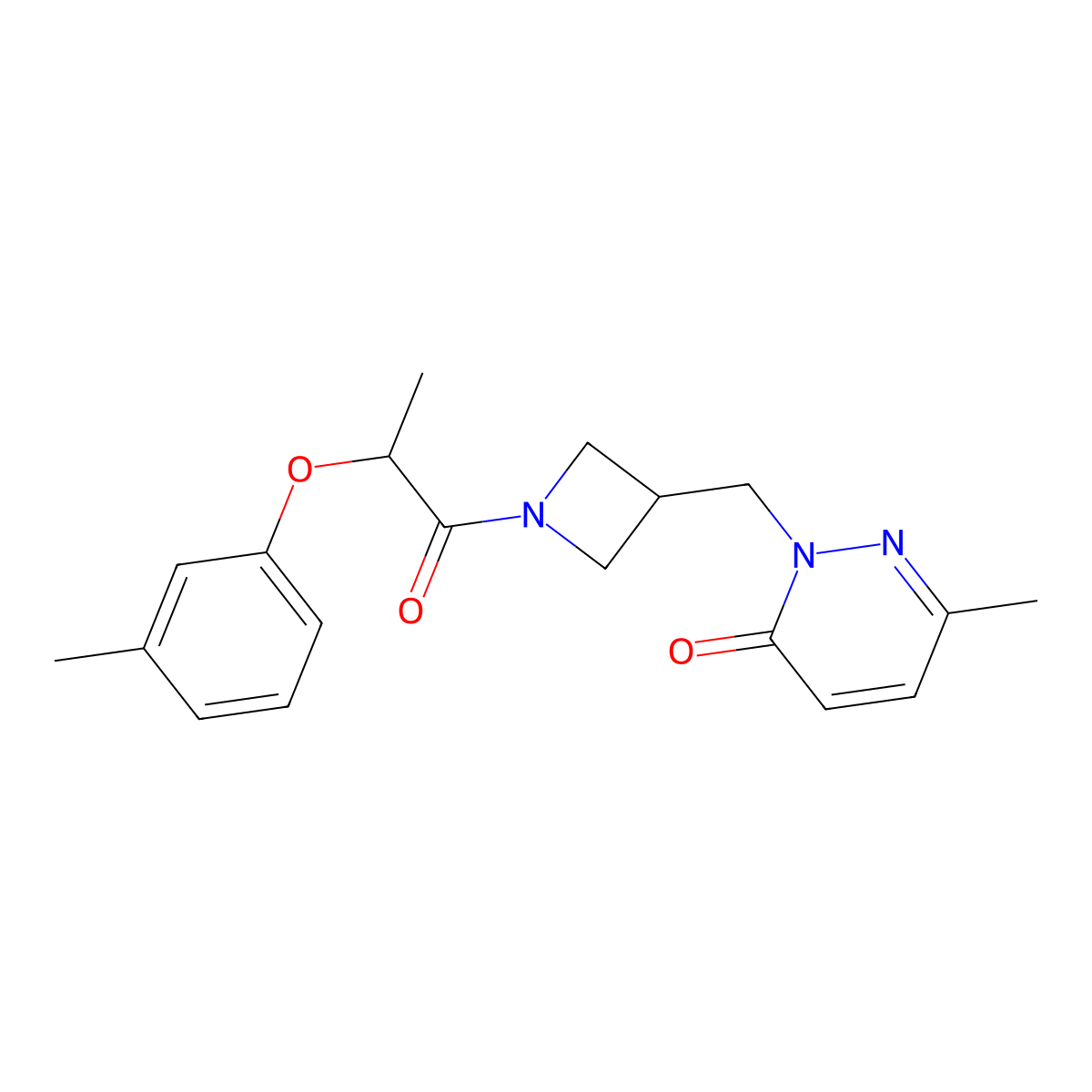 6-Methyl-2-({1-[2-(3-methylphenoxy)propanoyl]azetidin-3-yl}methyl)-2,3-dihydropyridazin-3-one molecular structure, CAS 2320417-44-3