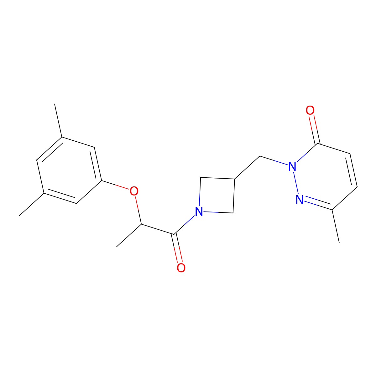 2-({1-[2-(3,5-Dimethylphenoxy)propanoyl]azetidin-3-yl}methyl)-6-methyl-2,3-dihydropyridazin-3-one molecular structure, CAS 2320417-51-2
