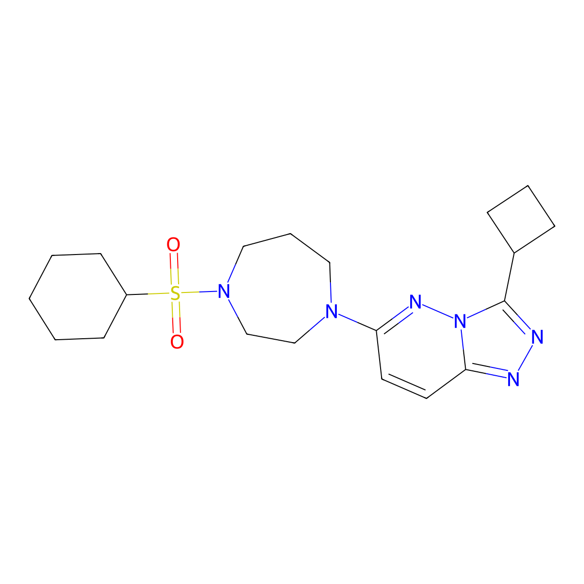 1-{3-Cyclobutyl-[1,2,4]triazolo[4,3-b]pyridazin-6-yl}-4-(cyclohexanesulfonyl)-1,4-diazepane molecular structure, CAS 2320417-53-4