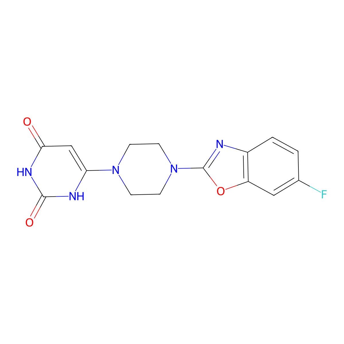 6-(4-(6-fluorobenzo[d]oxazol-2-yl)piperazin-1-yl)pyrimidine-2,4(1H,3H)-dione molecular structure, CAS 2320417-71-6