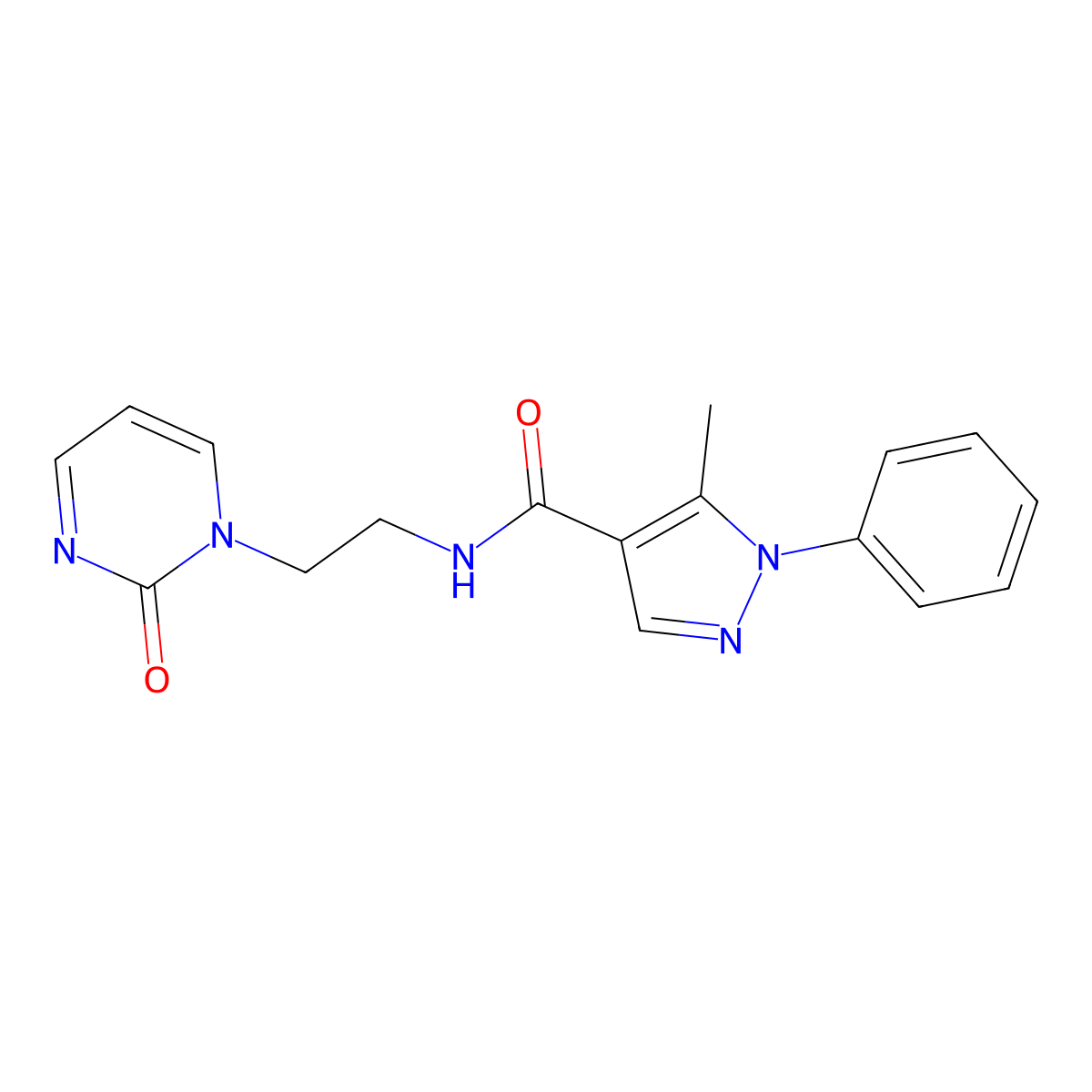 5-methyl-N-[2-(2-oxo-1,2-dihydropyrimidin-1-yl)ethyl]-1-phenyl-1H-pyrazole-4-carboxamide molecular structure, CAS 2320417-82-9