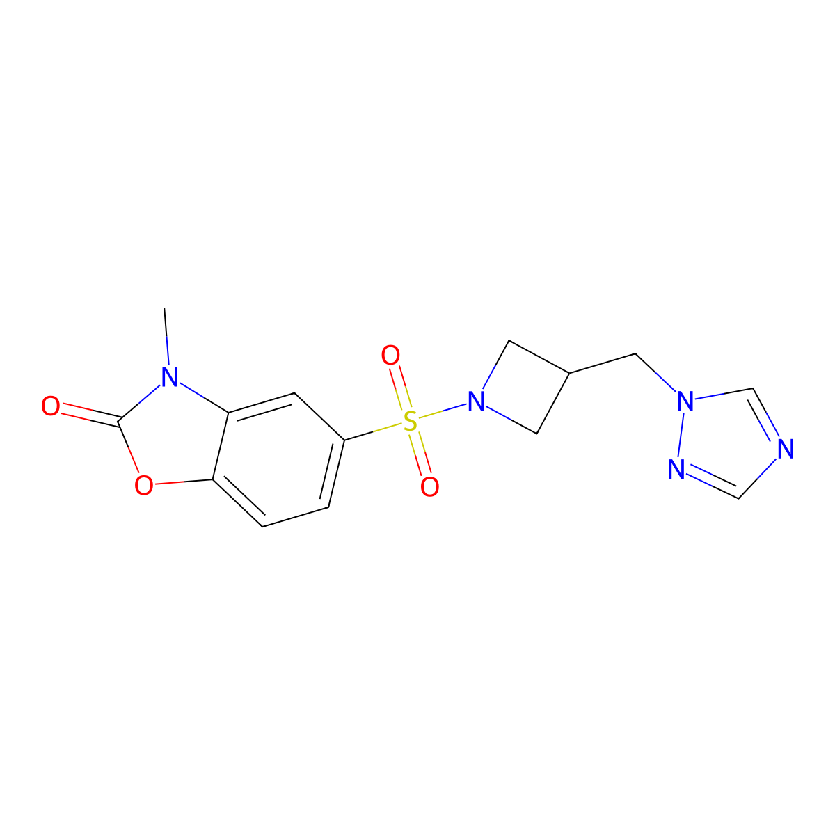 3-methyl-5-({3-[(1H-1,2,4-triazol-1-yl)methyl]azetidin-1-yl}sulfonyl)-2,3-dihydro-1,3-benzoxazol-2-one molecular structure, CAS 2320418-28-6