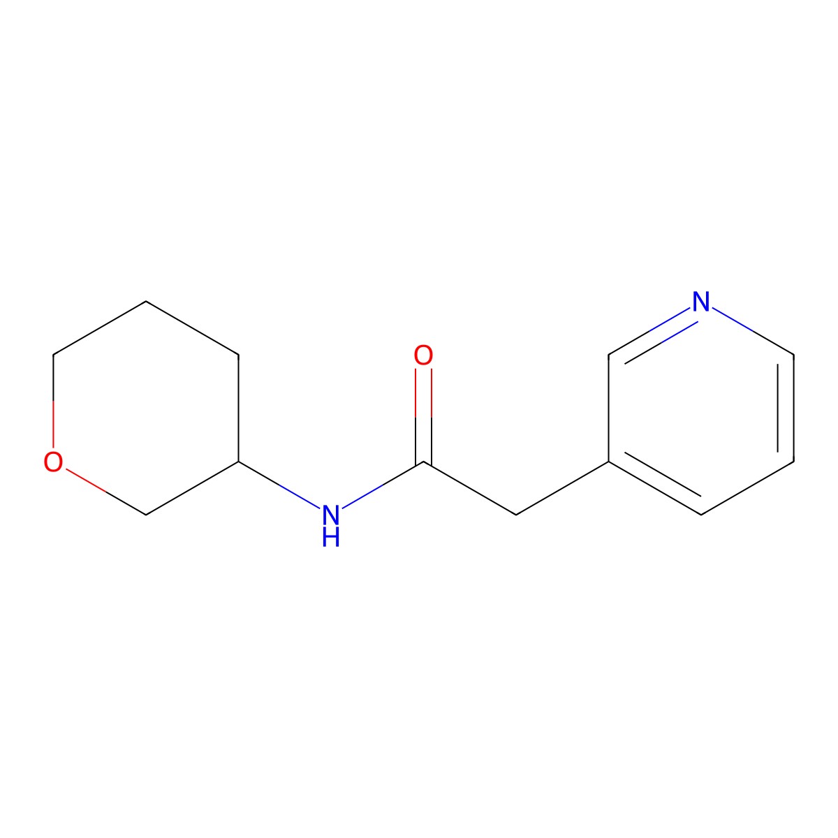 N-(Oxan-3-yl)-2-pyridin-3-ylacetamide molecular structure, CAS 2320418-38-8