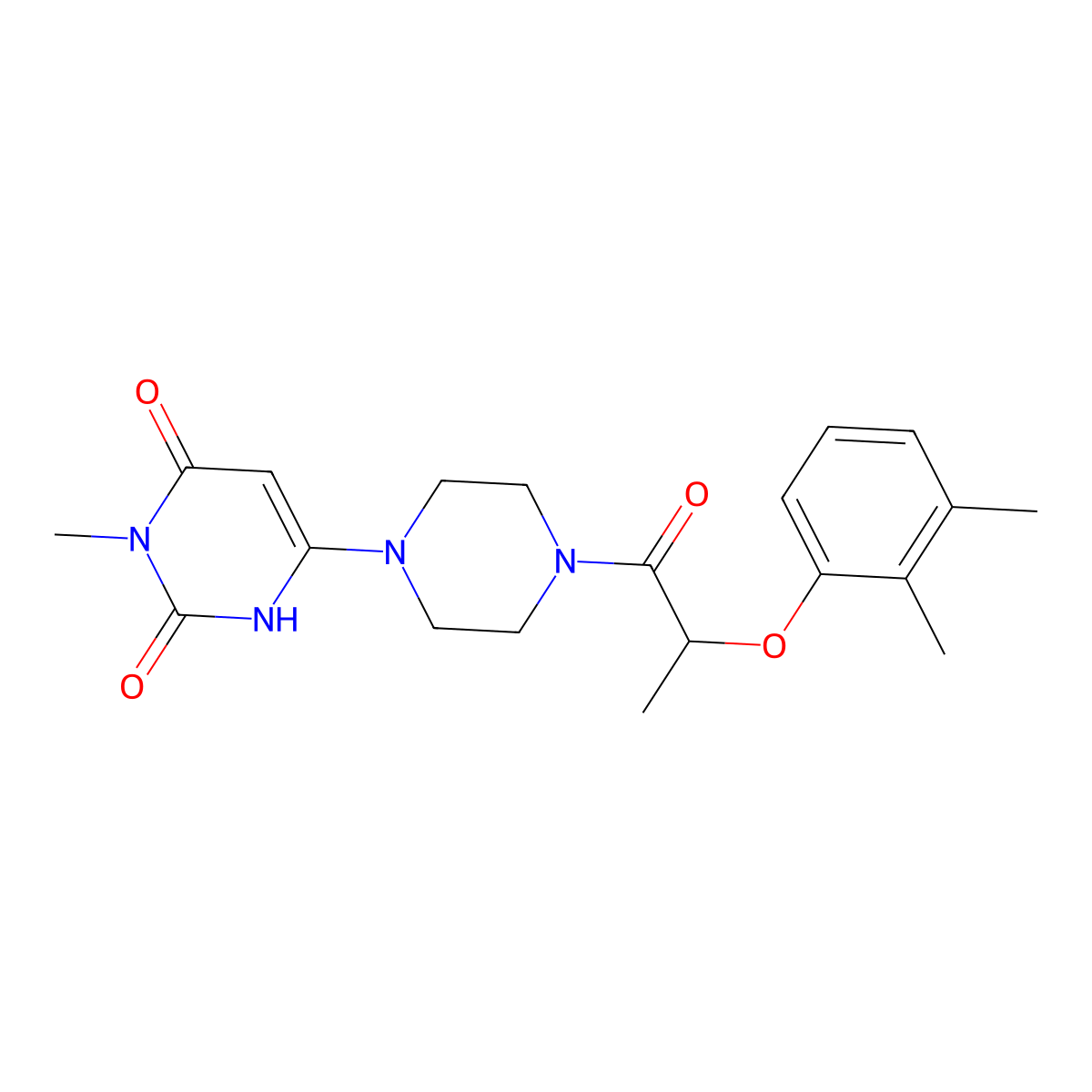 6-(4-(2-(2,3-dimethylphenoxy)propanoyl)piperazin-1-yl)-3-methylpyrimidine-2,4(1H,3H)-dione molecular structure, CAS 2320419-01-8