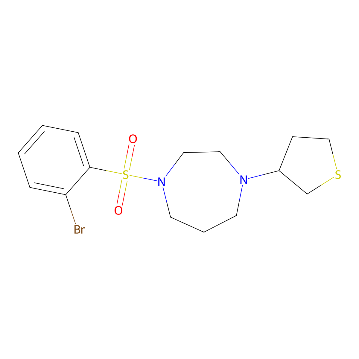 1-(2-Bromobenzenesulfonyl)-4-(thiolan-3-yl)-1,4-diazepane molecular structure, CAS 2320419-05-2