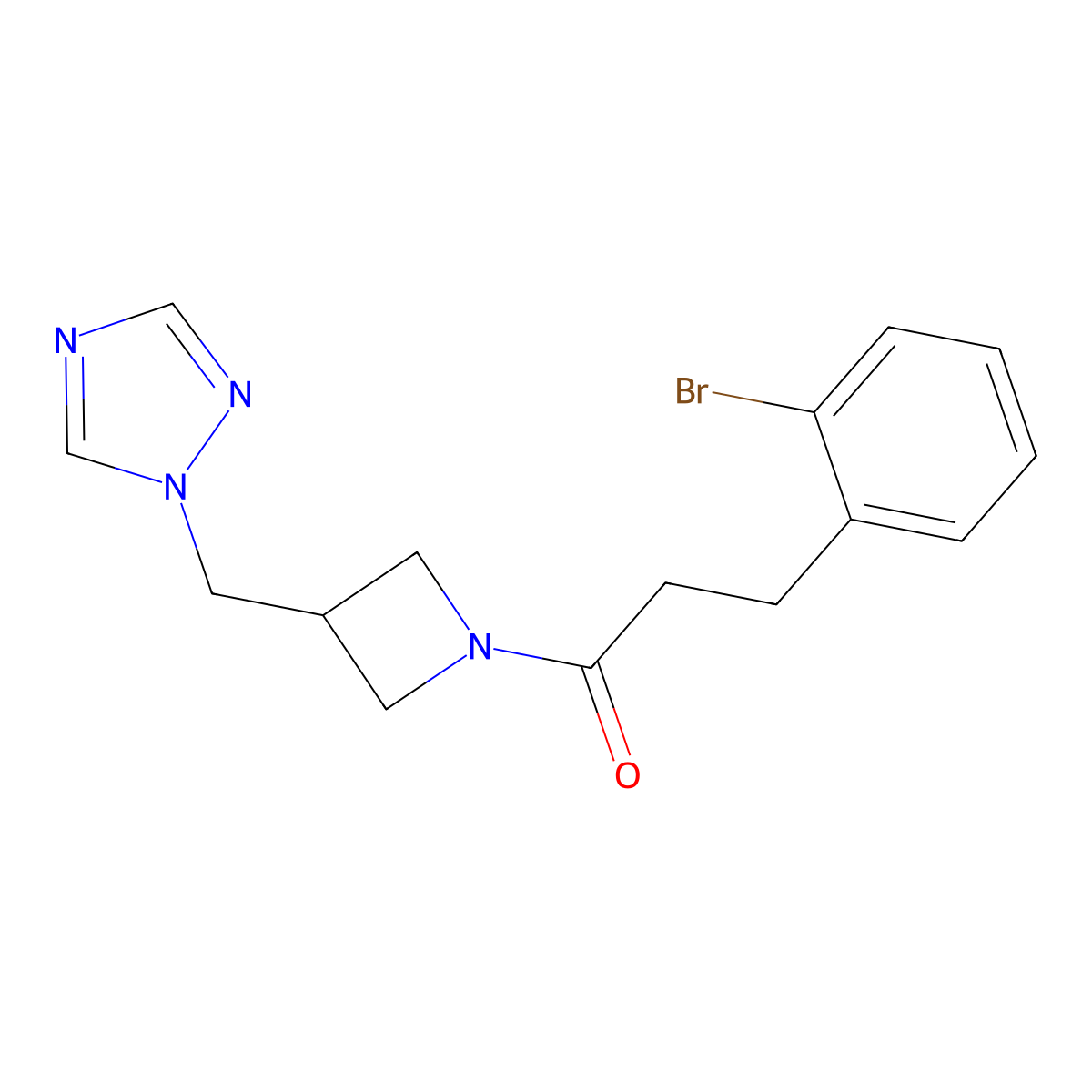 3-(2-bromophenyl)-1-{3-[(1H-1,2,4-triazol-1-yl)methyl]azetidin-1-yl}propan-1-one molecular structure, CAS 2320419-14-3