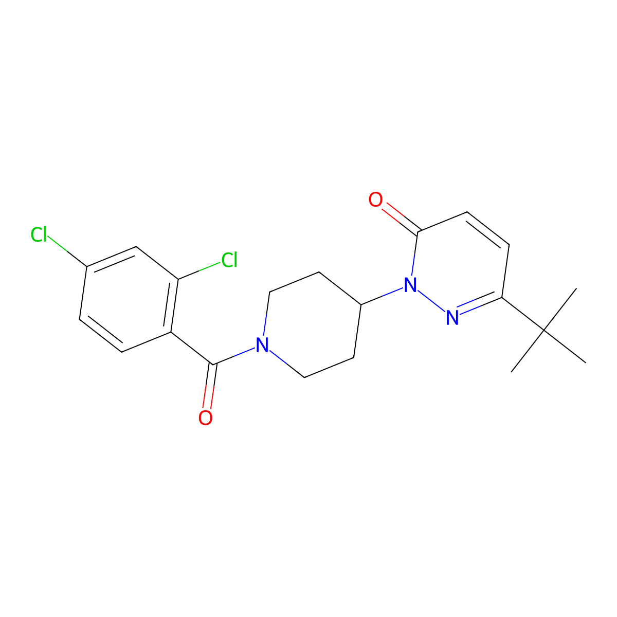 6-Tert-butyl-2-[1-(2,4-dichlorobenzoyl)piperidin-4-yl]-2,3-dihydropyridazin-3-one molecular structure, CAS 2320419-25-6