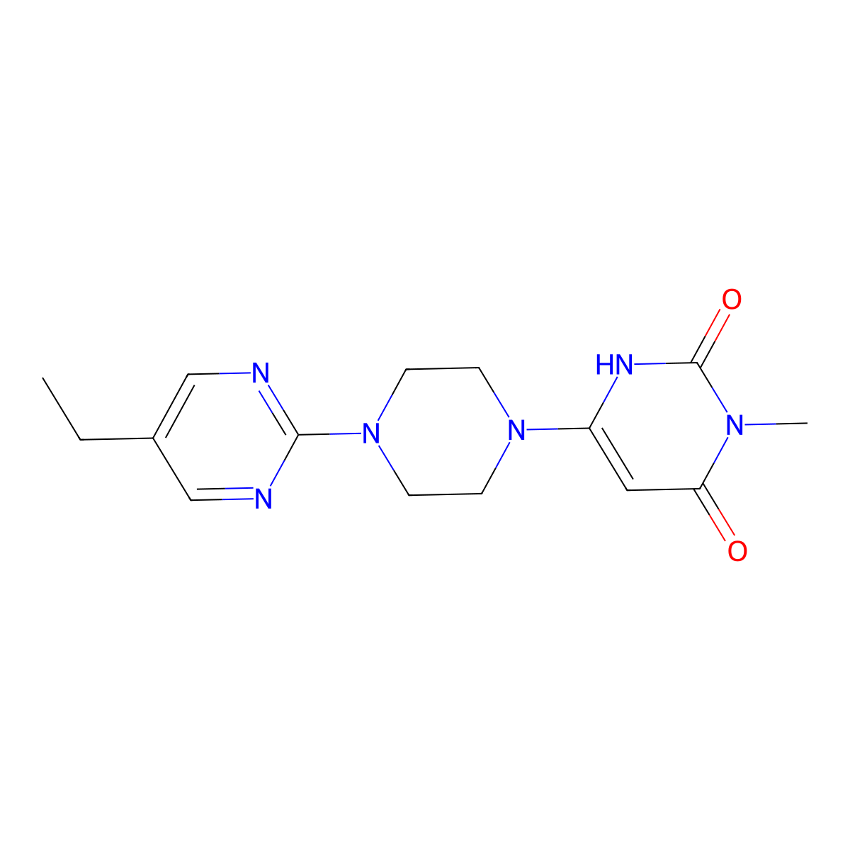 6-(4-(5-ethylpyrimidin-2-yl)piperazin-1-yl)-3-methylpyrimidine-2,4(1H,3H)-dione molecular structure, CAS 2320419-29-0