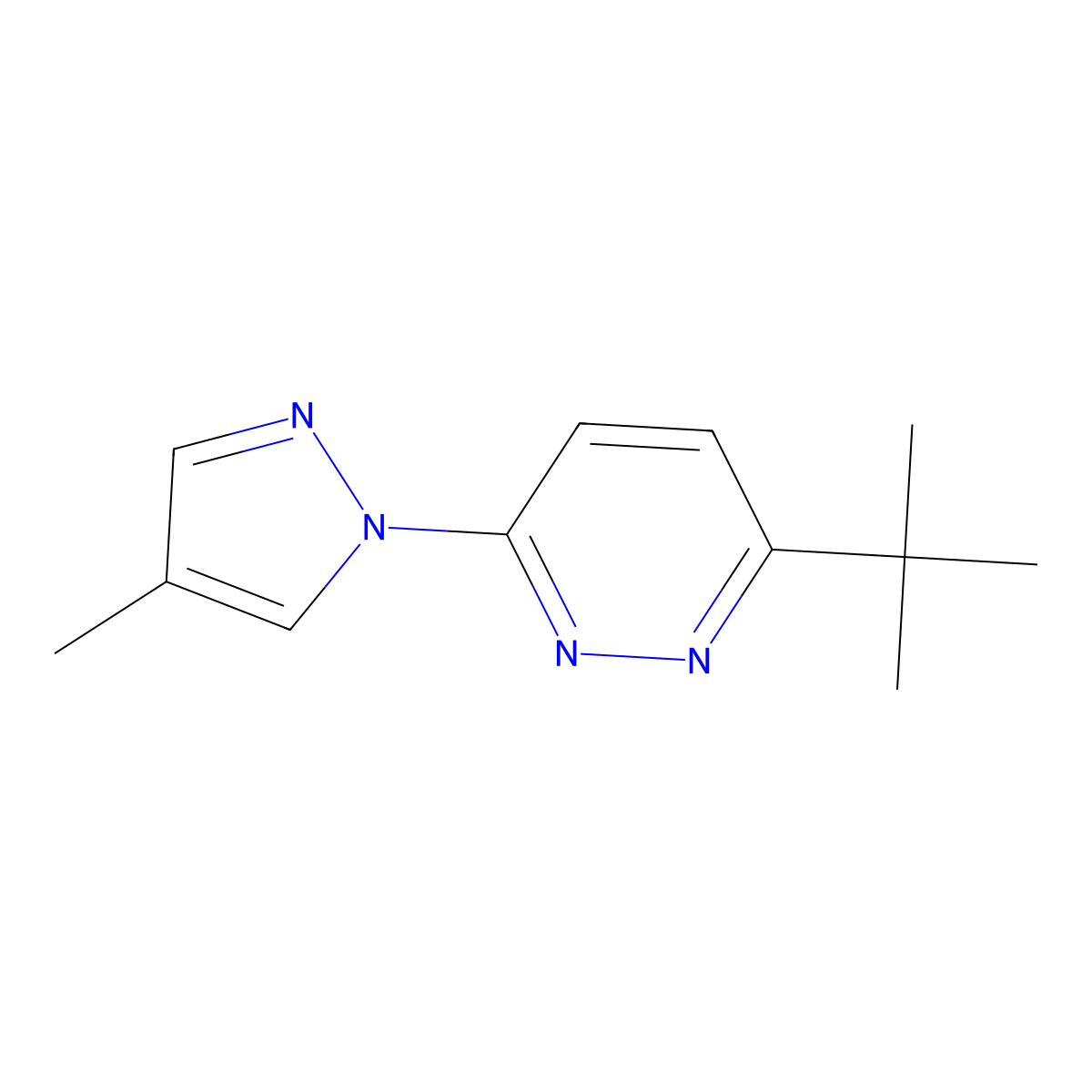 3-tert-butyl-6-(4-methyl-1H-pyrazol-1-yl)pyridazine molecular structure, CAS 2320419-86-9