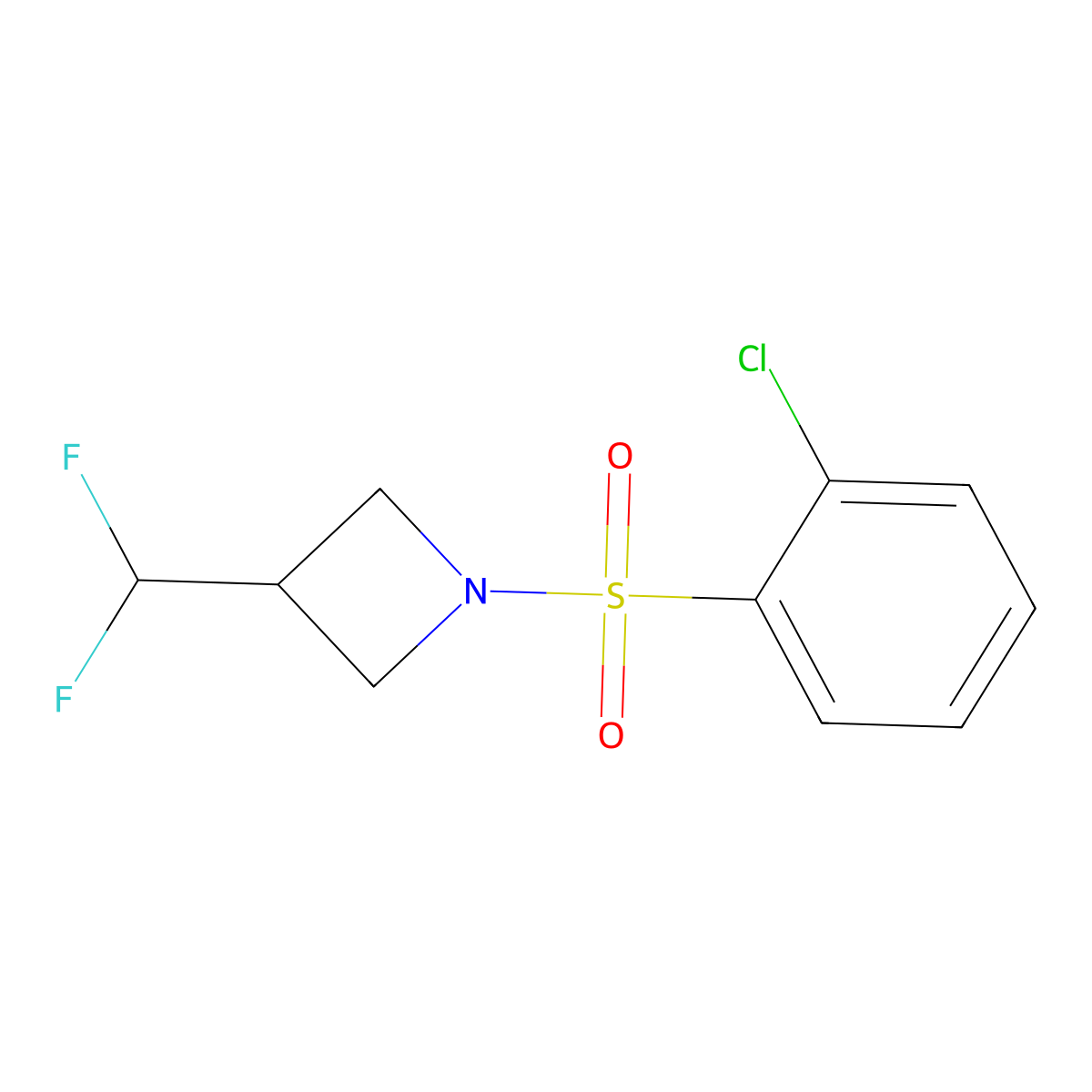 1-((2-Chlorophenyl)sulfonyl)-3-(difluoromethyl)azetidine molecular structure, CAS 2320420-32-2