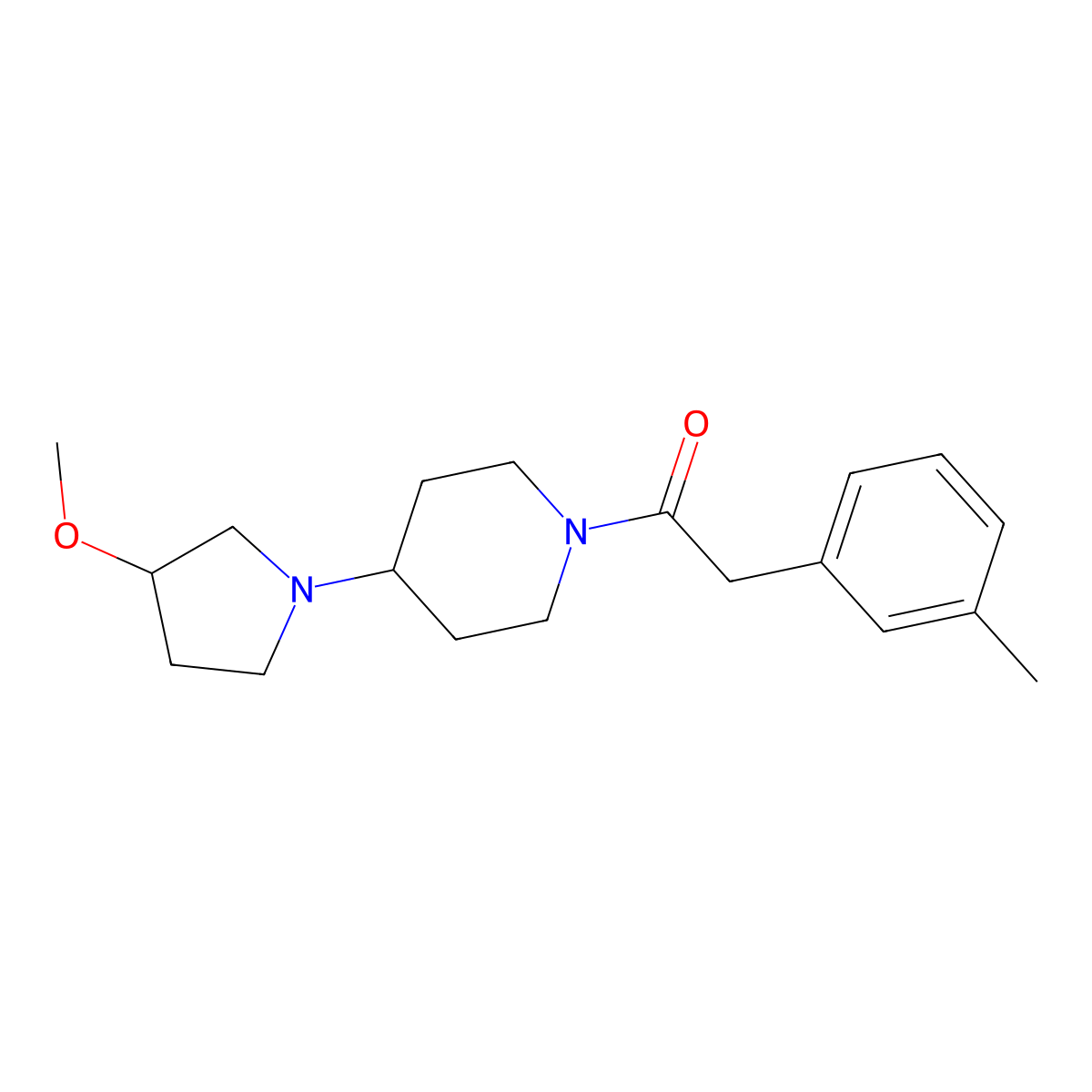 1-[4-(3-Methoxypyrrolidin-1-yl)piperidin-1-yl]-2-(3-methylphenyl)ethan-1-one molecular structure, CAS 2320420-44-6