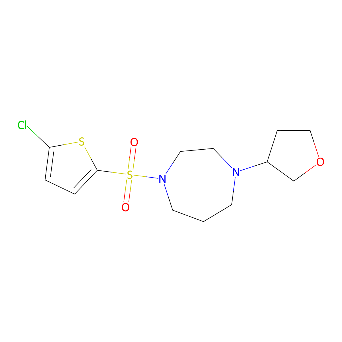 1-[(5-Chlorothiophen-2-yl)sulfonyl]-4-(oxolan-3-yl)-1,4-diazepane molecular structure, CAS 2320420-56-0