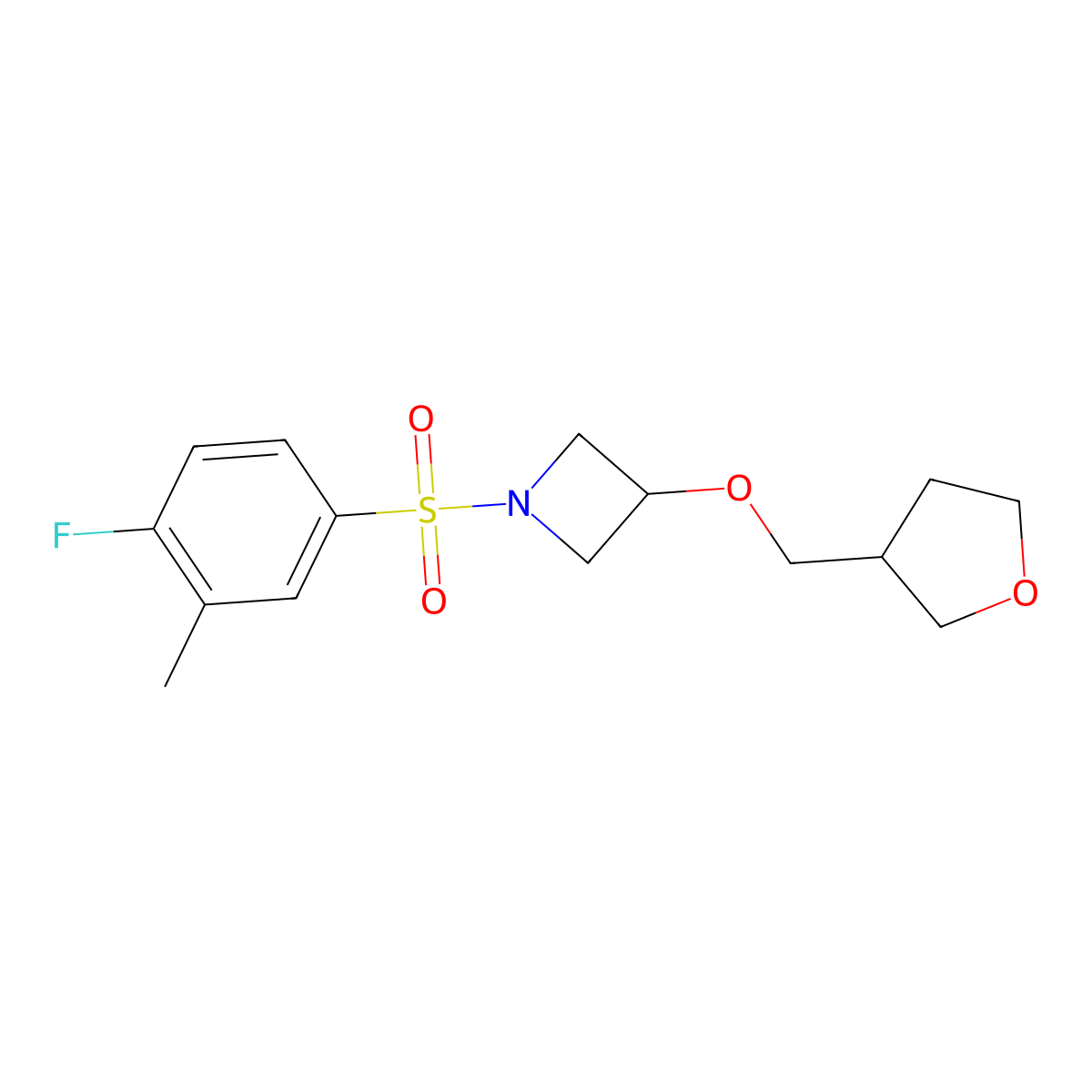 1-((4-Fluoro-3-methylphenyl)sulfonyl)-3-((tetrahydrofuran-3-yl)methoxy)azetidine molecular structure, CAS 2320420-90-2
