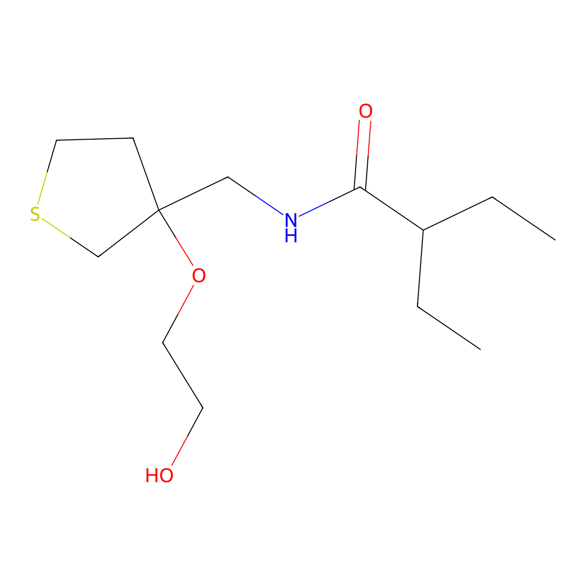 2-ethyl-N-{[3-(2-hydroxyethoxy)thiolan-3-yl]methyl}butanamide molecular structure, CAS 2320420-91-3