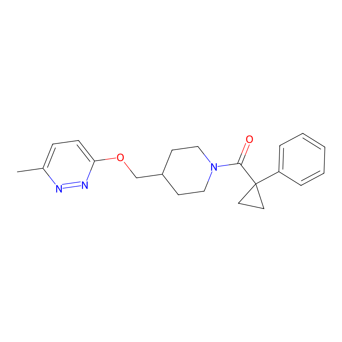 3-Methyl-6-{[1-(1-phenylcyclopropanecarbonyl)piperidin-4-yl]methoxy}pyridazine molecular structure, CAS 2320420-95-7