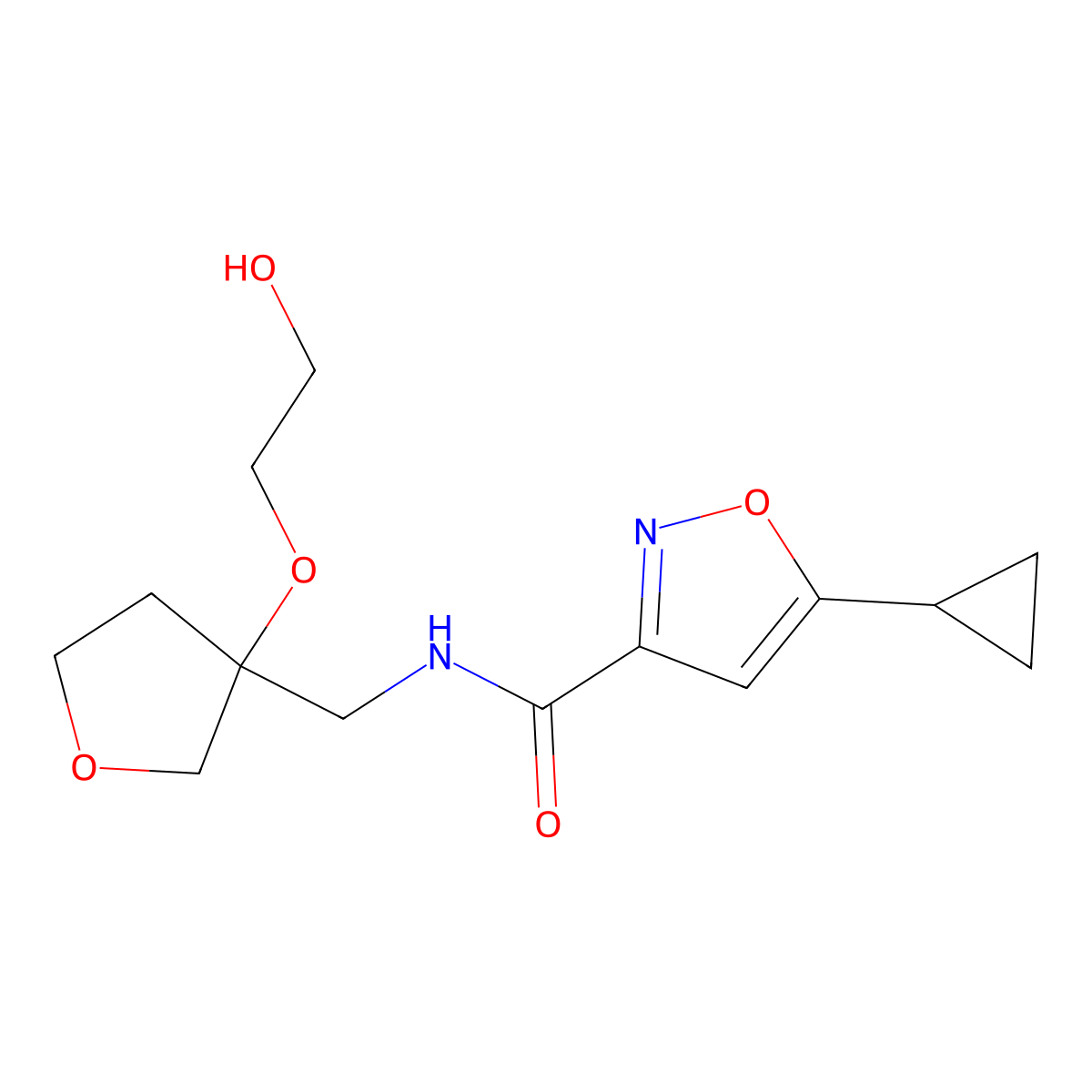 5-cyclopropyl-N-{[3-(2-hydroxyethoxy)oxolan-3-yl]methyl}-1,2-oxazole-3-carboxamide molecular structure, CAS 2320421-01-8