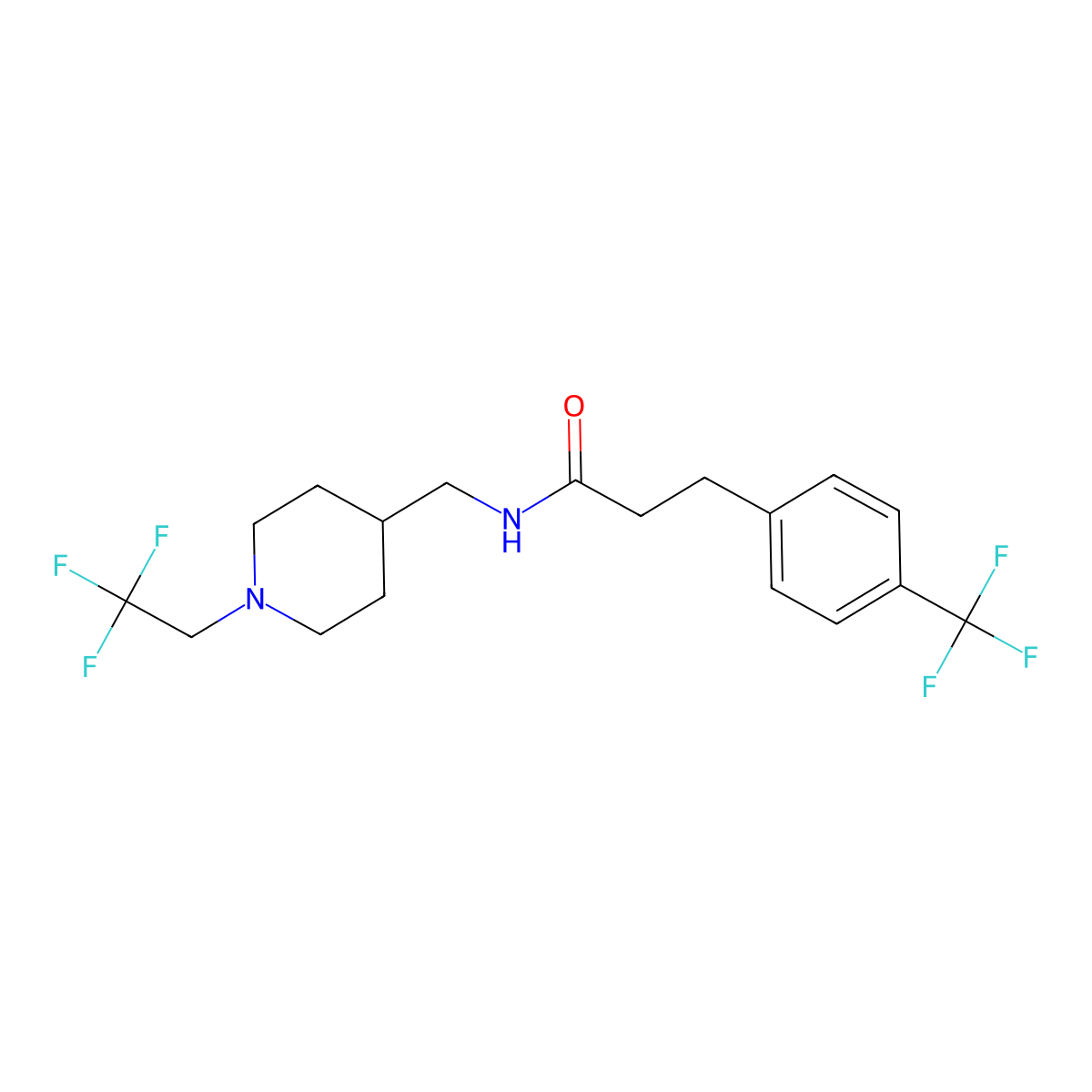 N-{[1-(2,2,2-trifluoroethyl)piperidin-4-yl]methyl}-3-[4-(trifluoromethyl)phenyl]propanamide molecular structure, CAS 2320421-14-3