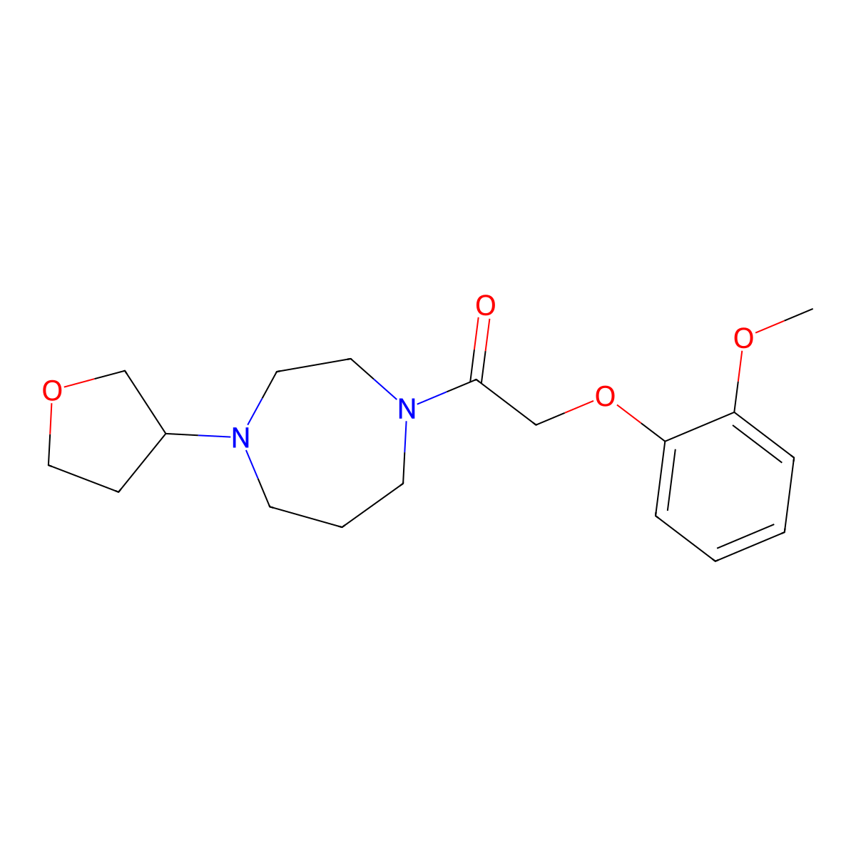 2-(2-Methoxyphenoxy)-1-[4-(oxolan-3-yl)-1,4-diazepan-1-yl]ethan-1-one molecular structure, CAS 2320421-22-3