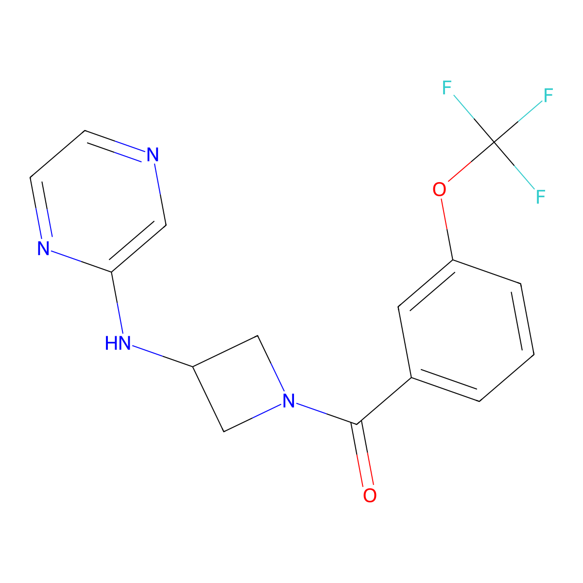 (3-(Pyrazin-2-ylamino)azetidin-1-yl)(3-(trifluoromethoxy)phenyl)methanone molecular structure, CAS 2320421-27-8