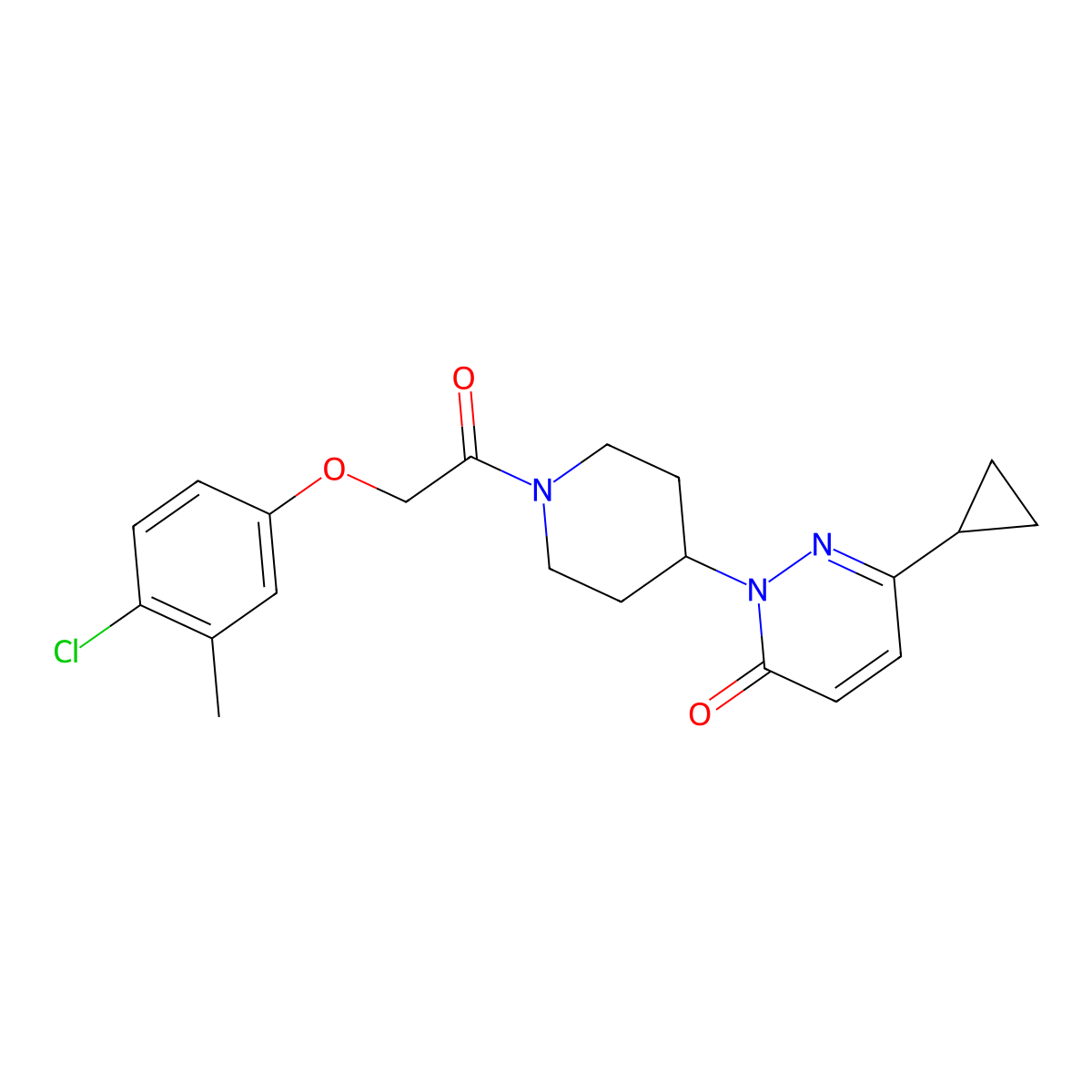 2-{1-[2-(4-Chloro-3-methylphenoxy)acetyl]piperidin-4-yl}-6-cyclopropyl-2,3-dihydropyridazin-3-one molecular structure, CAS 2320421-31-4