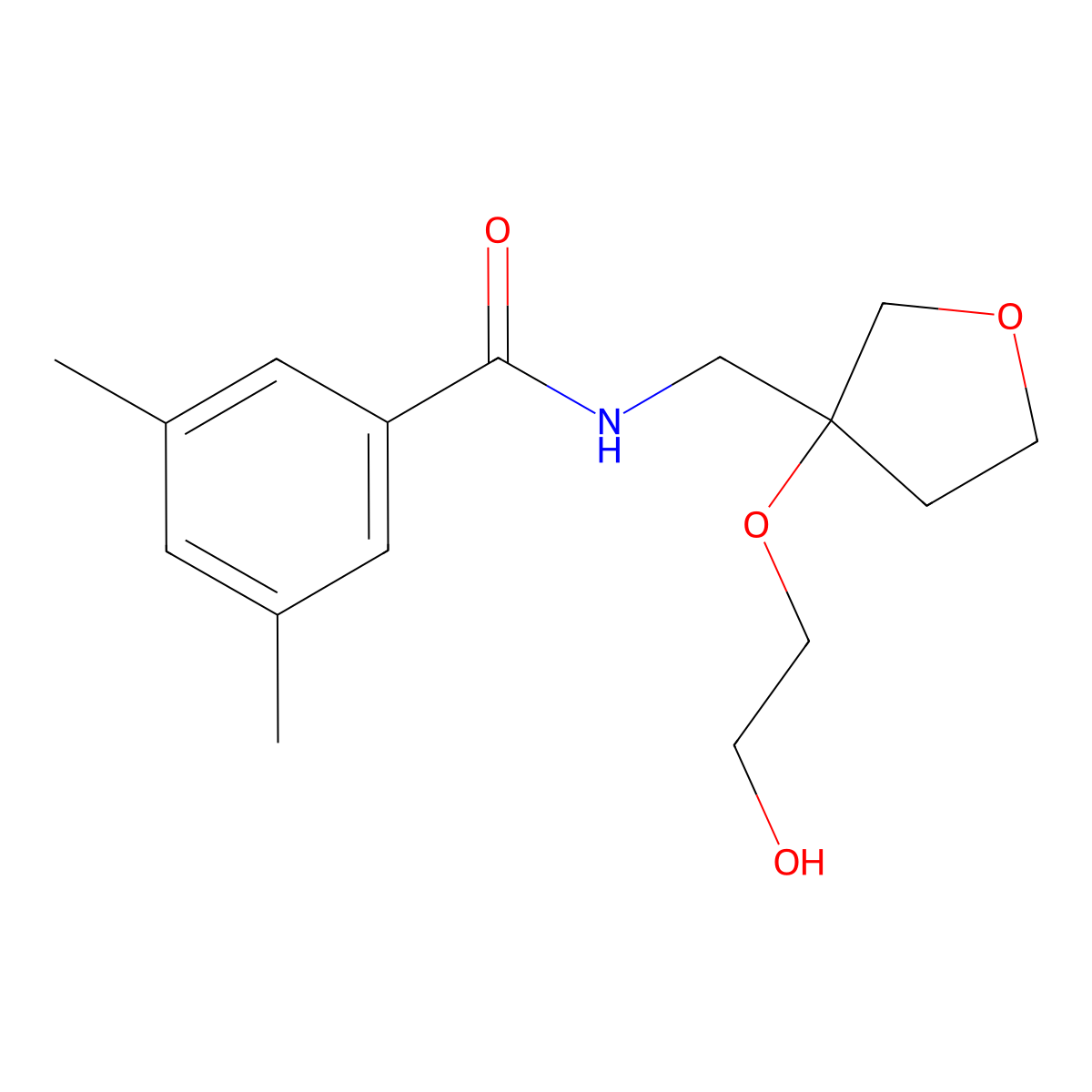 N-{[3-(2-hydroxyethoxy)oxolan-3-yl]methyl}-3,5-dimethylbenzamide molecular structure, CAS 2320421-33-6