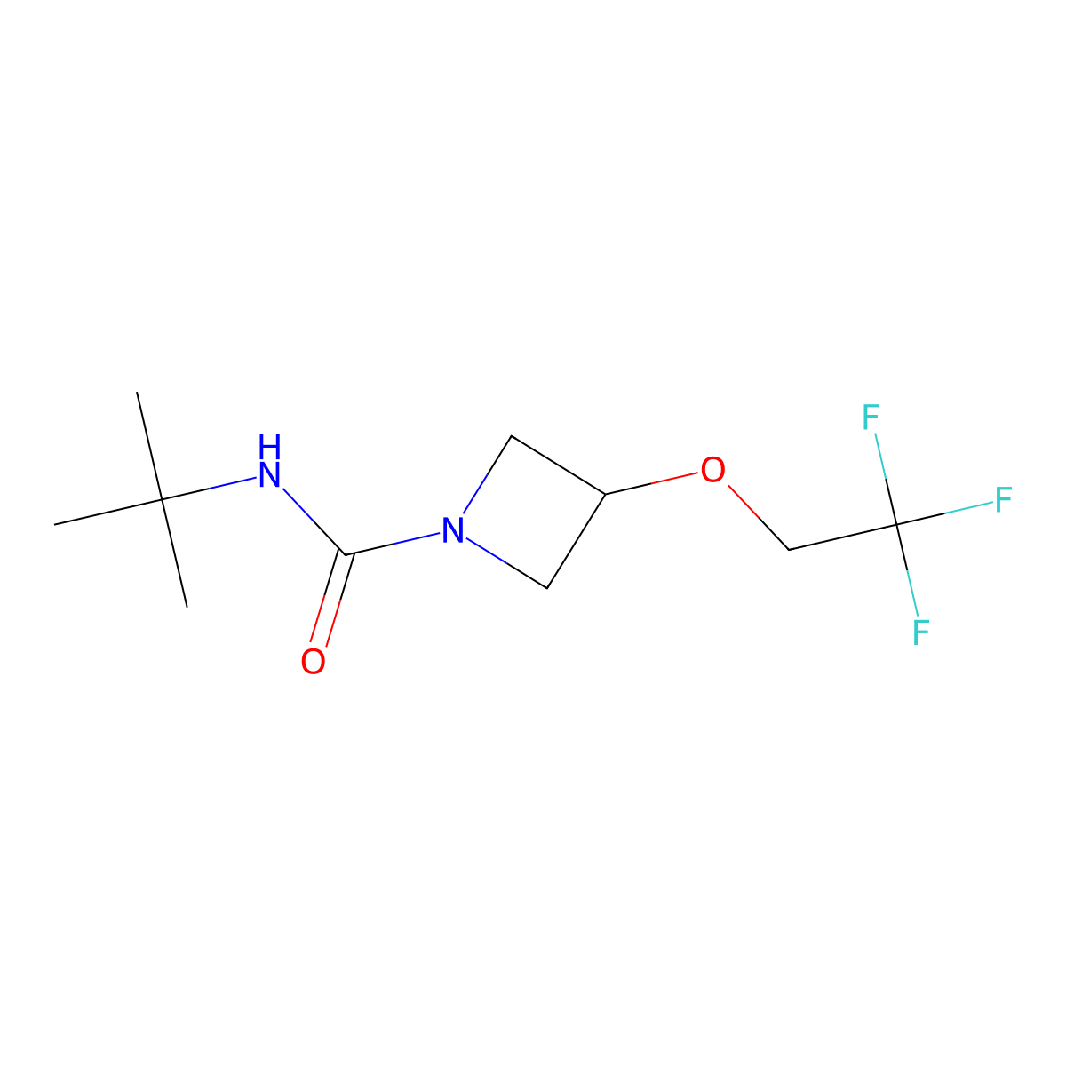 N-tert-butyl-3-(2,2,2-trifluoroethoxy)azetidine-1-carboxamide molecular structure, CAS 2320421-43-8