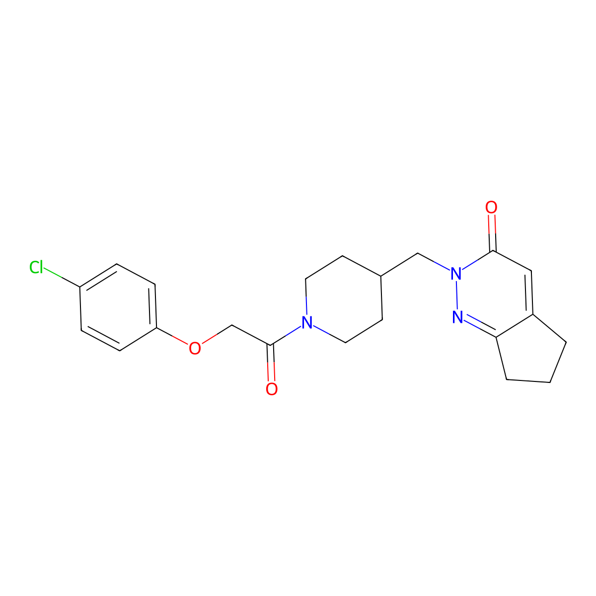 2-({1-[2-(4-chlorophenoxy)acetyl]piperidin-4-yl}methyl)-2H,3H,5H,6H,7H-cyclopenta[c]pyridazin-3-one molecular structure, CAS 2320421-49-4