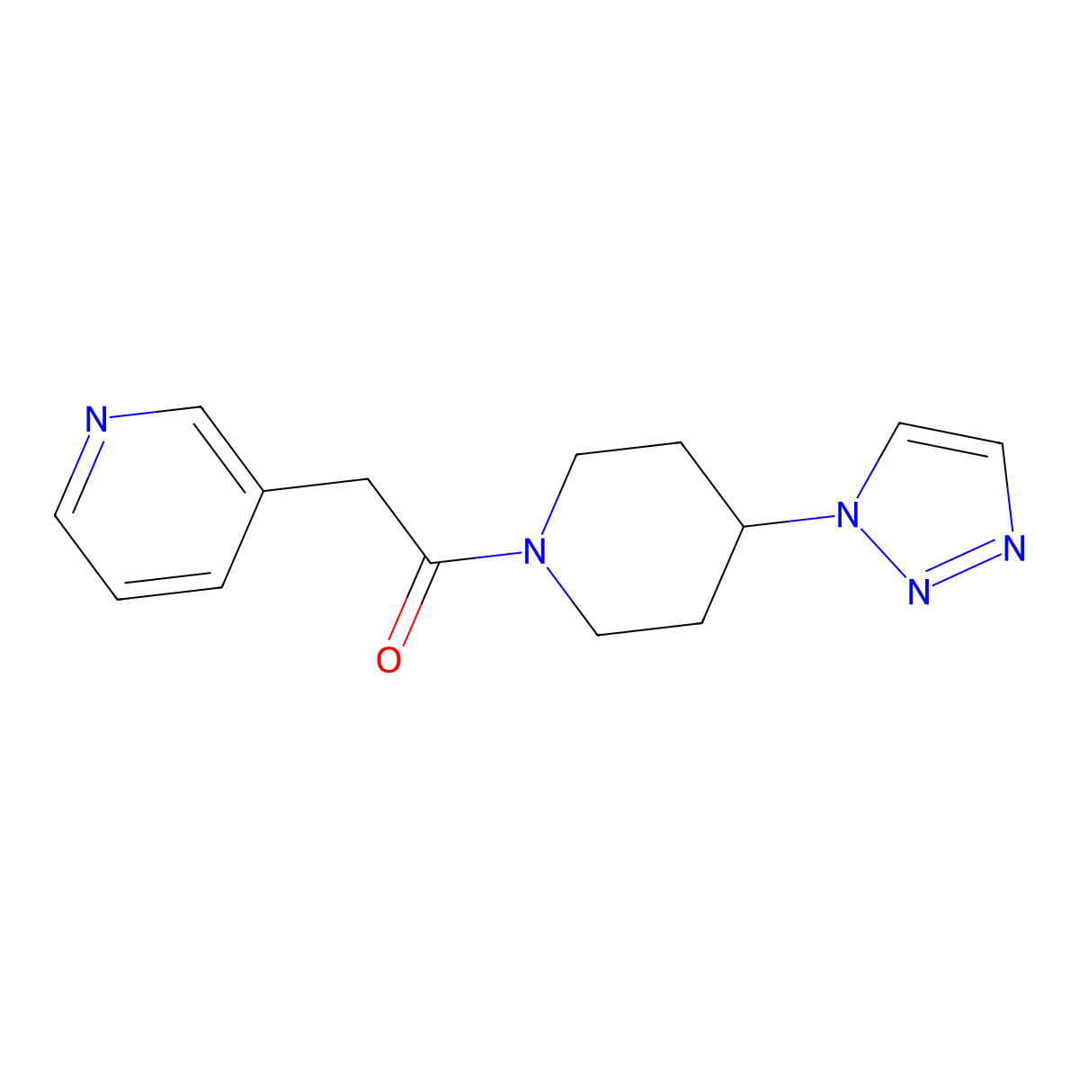 1-(4-(1H-1,2,3-triazol-1-yl)piperidin-1-yl)-2-(pyridin-3-yl)ethanone molecular structure, CAS 2320421-55-2