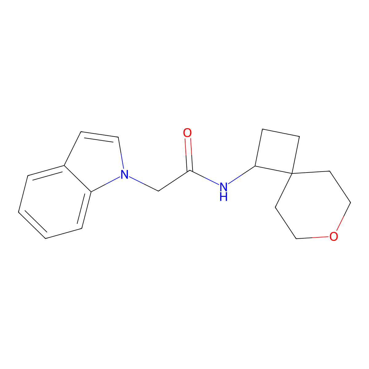 2-(1H-indol-1-yl)-N-{7-oxaspiro[3.5]nonan-1-yl}acetamide molecular structure, CAS 2320421-71-2