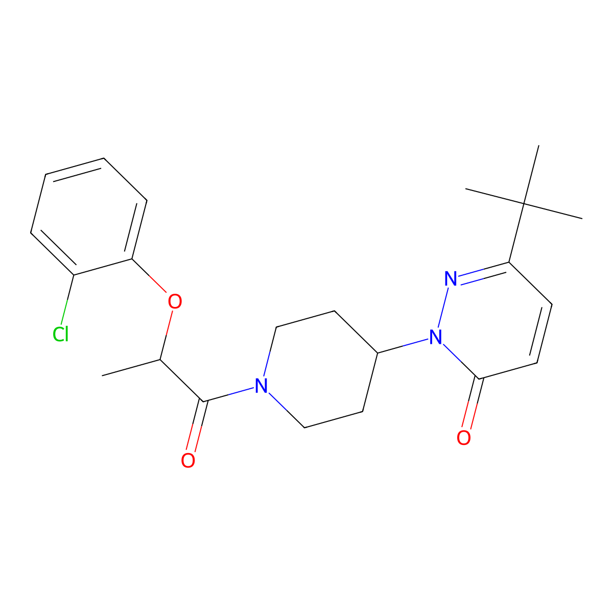 6-Tert-butyl-2-{1-[2-(2-chlorophenoxy)propanoyl]piperidin-4-yl}-2,3-dihydropyridazin-3-one molecular structure, CAS 2320421-75-6