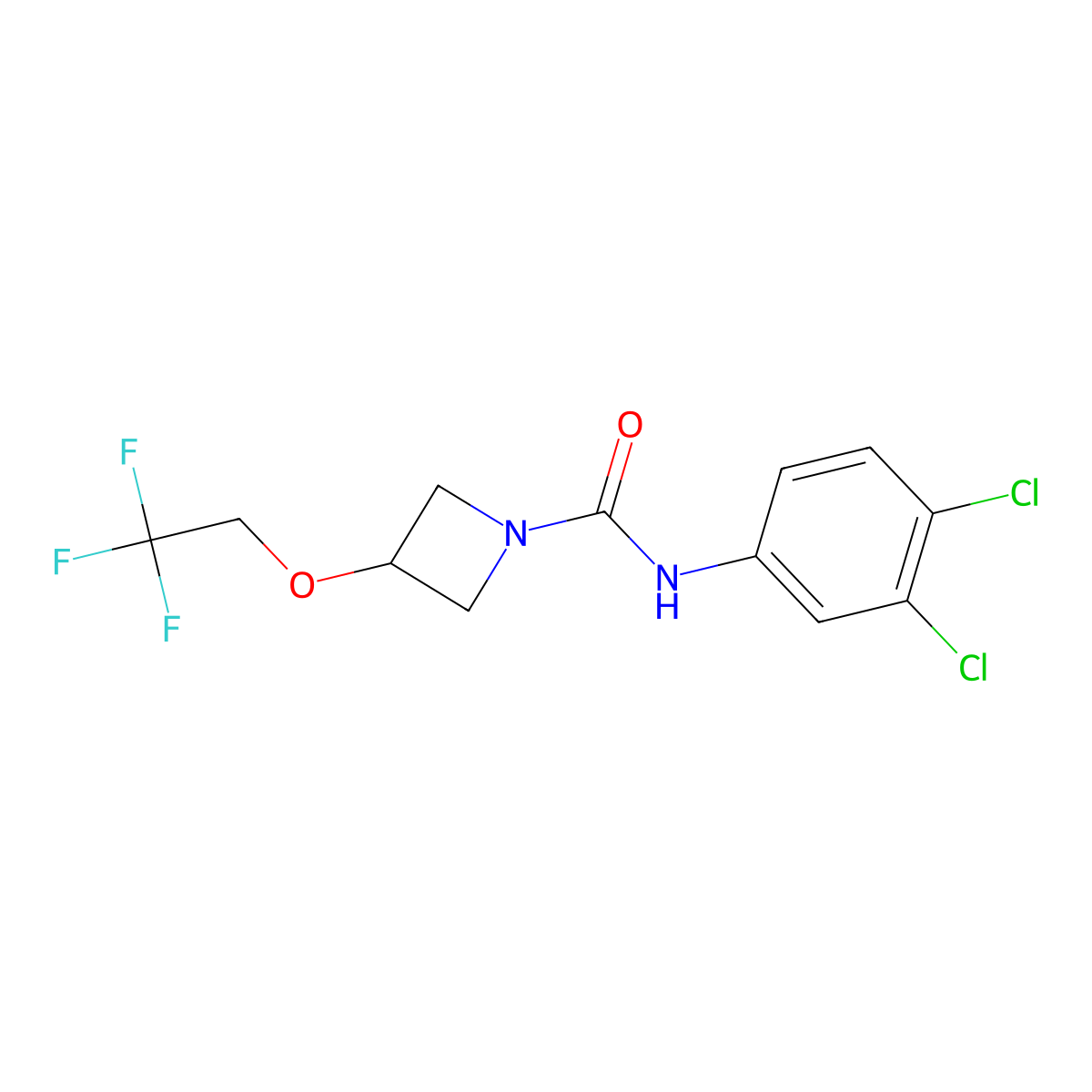 N-(3,4-dichlorophenyl)-3-(2,2,2-trifluoroethoxy)azetidine-1-carboxamide molecular structure, CAS 2320422-01-1