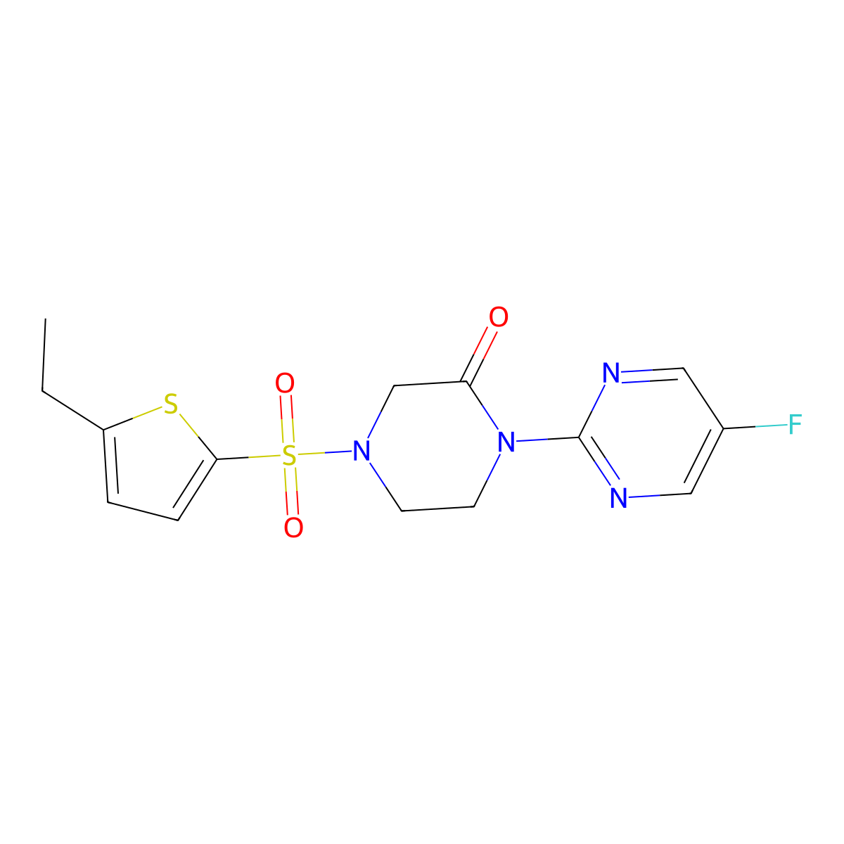 4-[(5-Ethylthiophen-2-yl)sulfonyl]-1-(5-fluoropyrimidin-2-yl)piperazin-2-one molecular structure, CAS 2320422-07-7