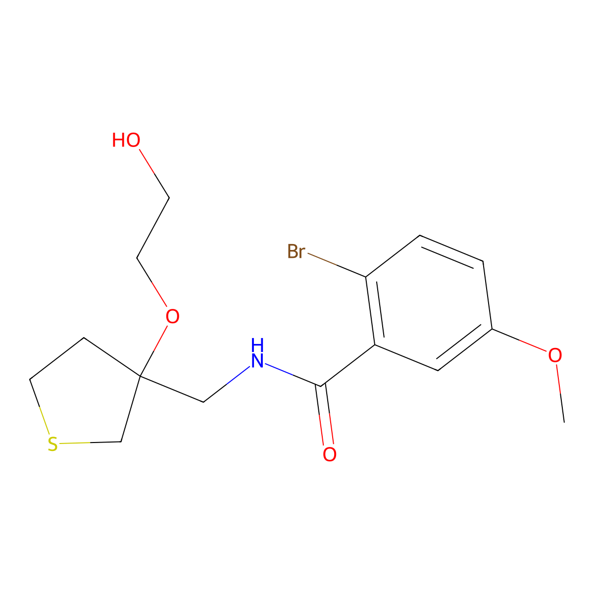 2-bromo-N-{[3-(2-hydroxyethoxy)thiolan-3-yl]methyl}-5-methoxybenzamide molecular structure, CAS 2320422-18-0