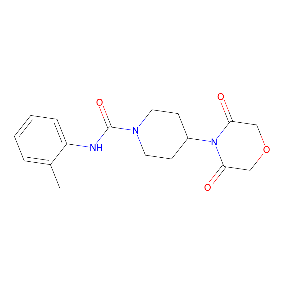 4-(3,5-Dioxomorpholin-4-yl)-N-(2-methylphenyl)piperidine-1-carboxamide molecular structure, CAS 2320422-49-7