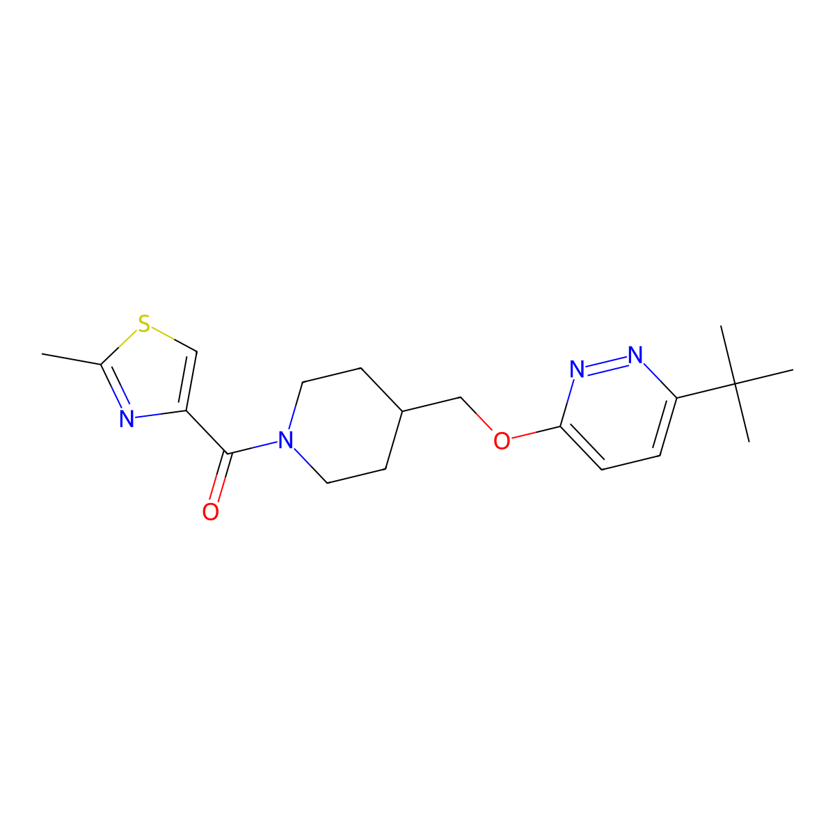 3-Tert-butyl-6-{[1-(2-methyl-1,3-thiazole-4-carbonyl)piperidin-4-yl]methoxy}pyridazine molecular structure, CAS 2320422-68-0