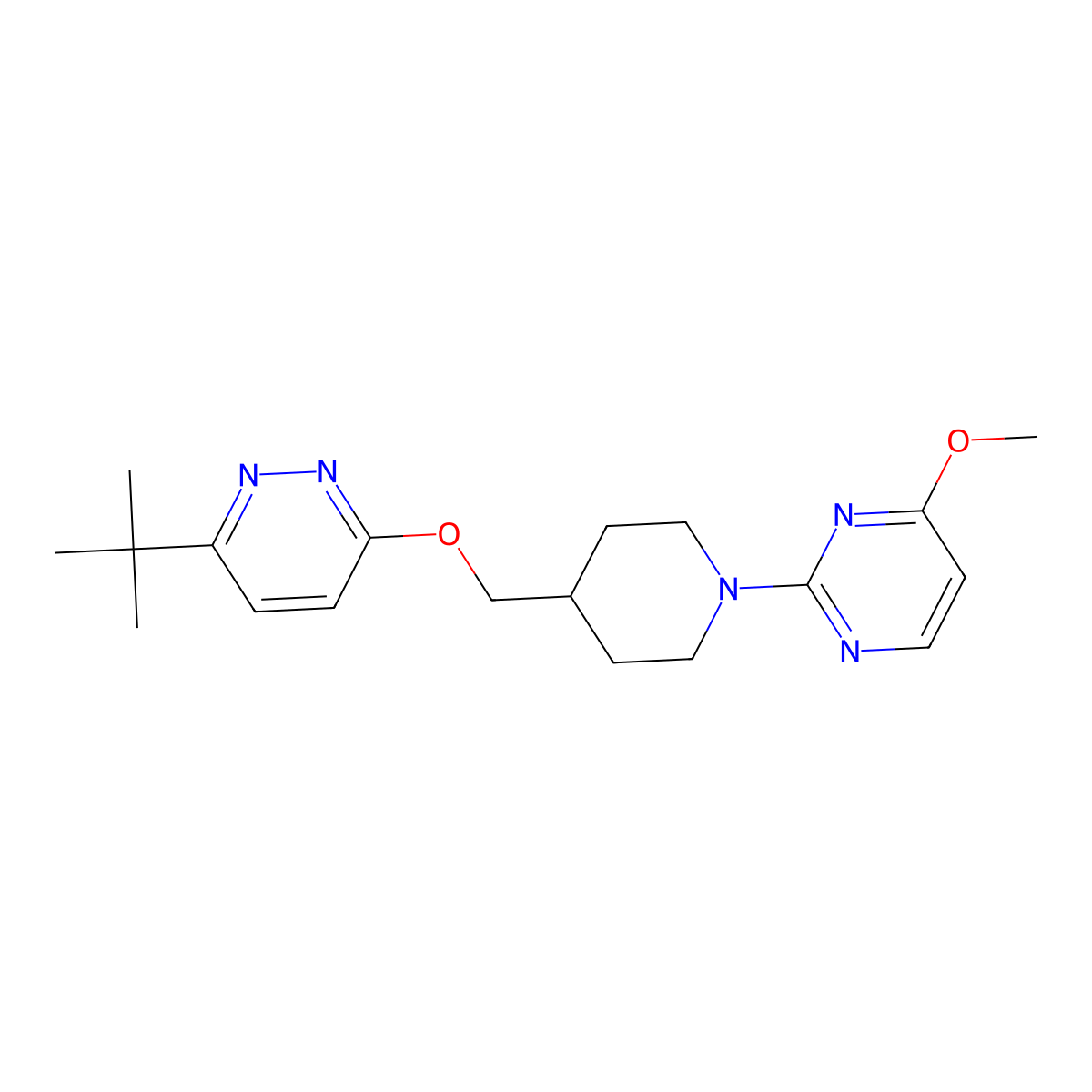 2-(4-{[(6-Tert-butylpyridazin-3-yl)oxy]methyl}piperidin-1-yl)-4-methoxypyrimidine molecular structure, CAS 2320422-70-4